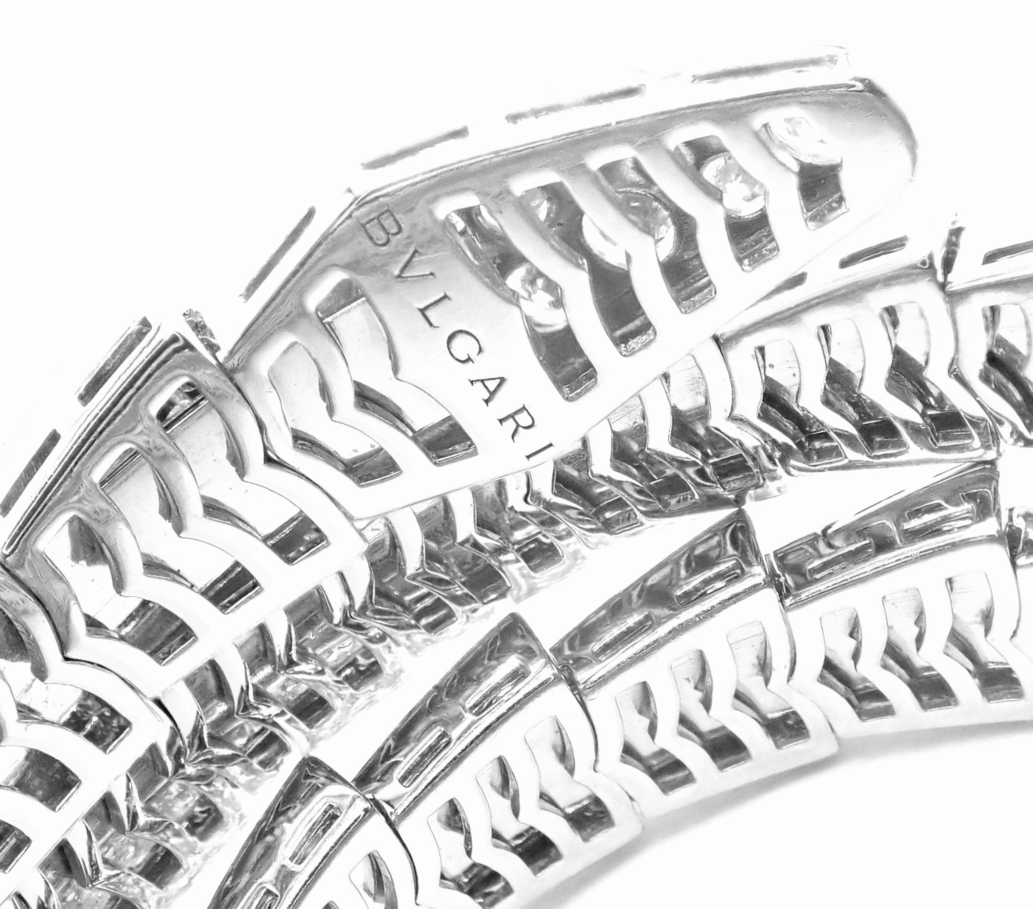 Bulgari Bvlgari Serpenti Viper Snake Two-Coil Diamond  WH Gold Bangle Bracelet For Sale 1