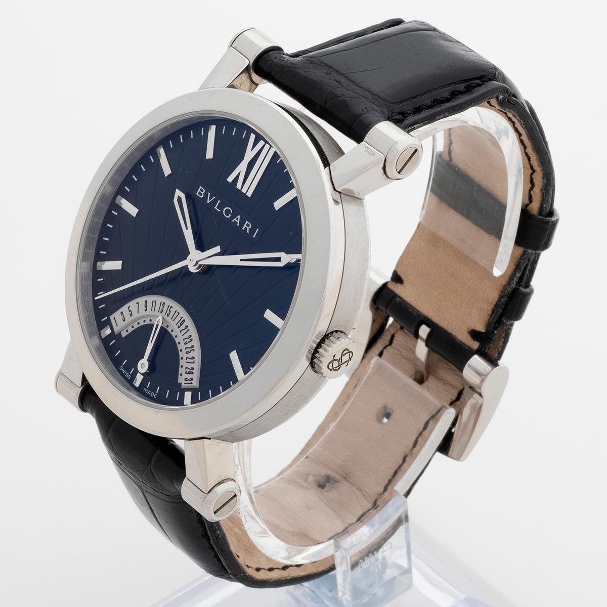 Women's or Men's Bulgari Bvlgari Sotirio Retrograde Date Wristwatch Ref SB42SDR, 42mm Case, 2012. For Sale