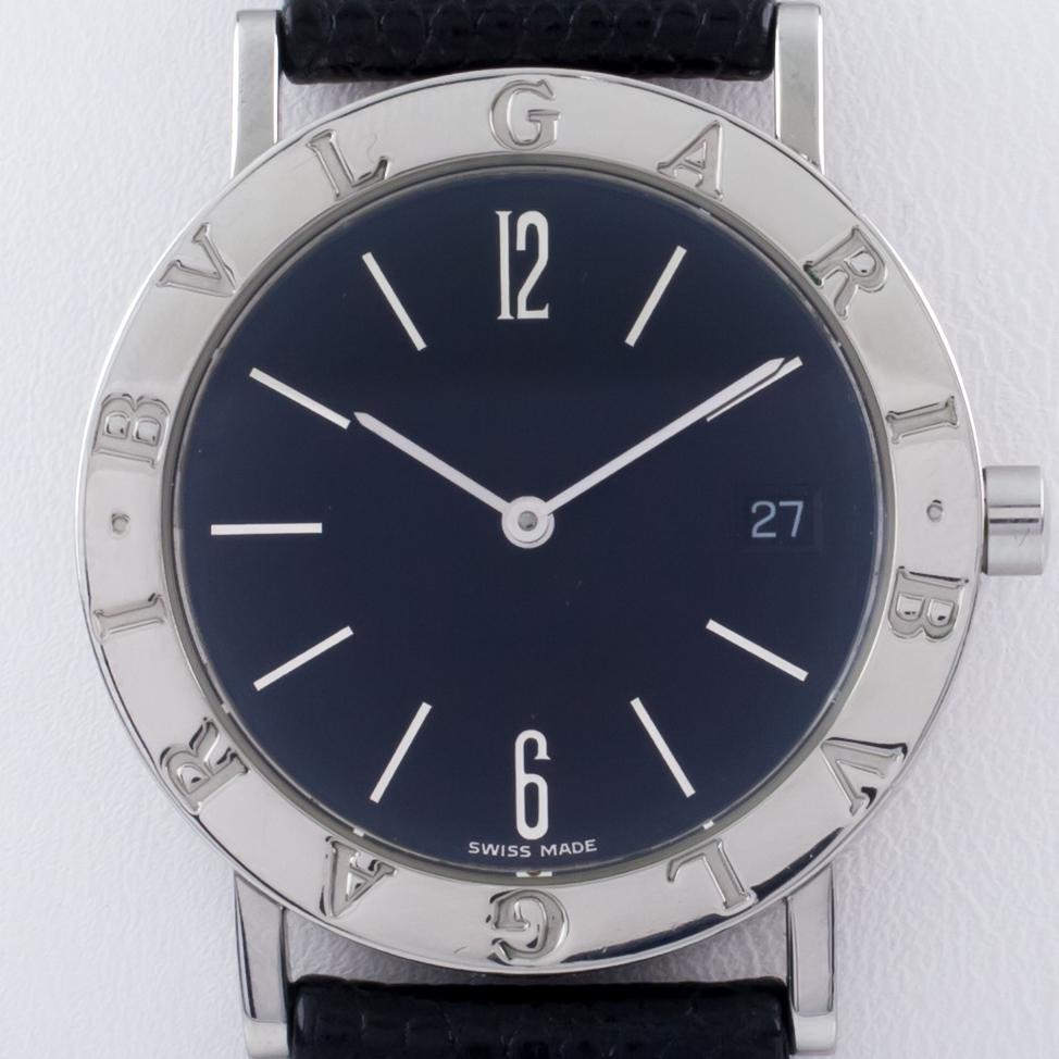 Model #BB 33 SLD
Serial #D 180697
Stainless Steel Case
33 mm in Diameter (35 mm w/ Crown)
Lug-to-Lug Distance = 39 mm
Lug-to-Lug Width = 18 mm
Thickness = 6 mm
Black Dial w/ Silver Tic Marks and Hands (M + H)
Includes Date Feature at 3:00
26 mm in