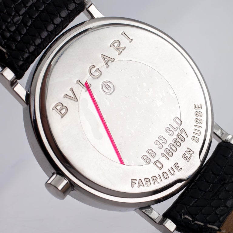 Bulgari Bvlgari Stainless Steel Ss 33 Sld Quartz Watch With Leather Band For Sale At 1stdibs