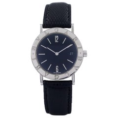 Bulgari Bvlgari Stainless Steel SS BB 33 SLD Quartz Watch with Leather Band