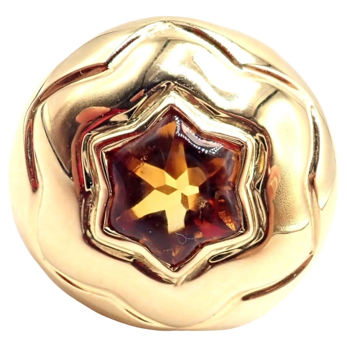 Bulgari Bvlgari Star Of David Shape Citrine Bombe Yellow Gold Ring