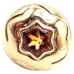 Bulgari Bvlgari Anillo de Oro Amarillo Bombeado con Citrino en Forma de Estrella de David