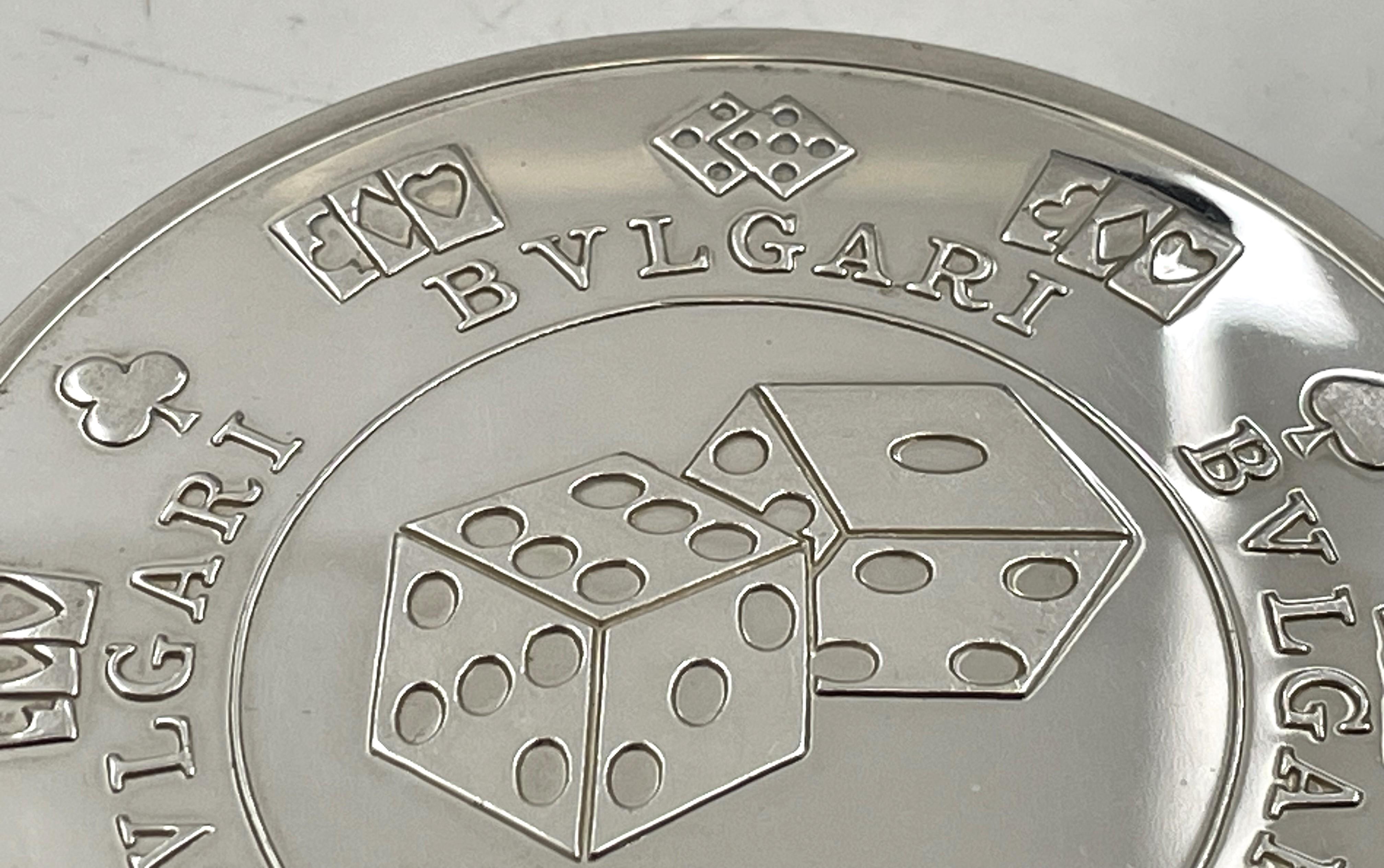Anglais Bulgari Bvlgari Sterling Silver Las Vegas Casino Chip Coin New in Box en vente