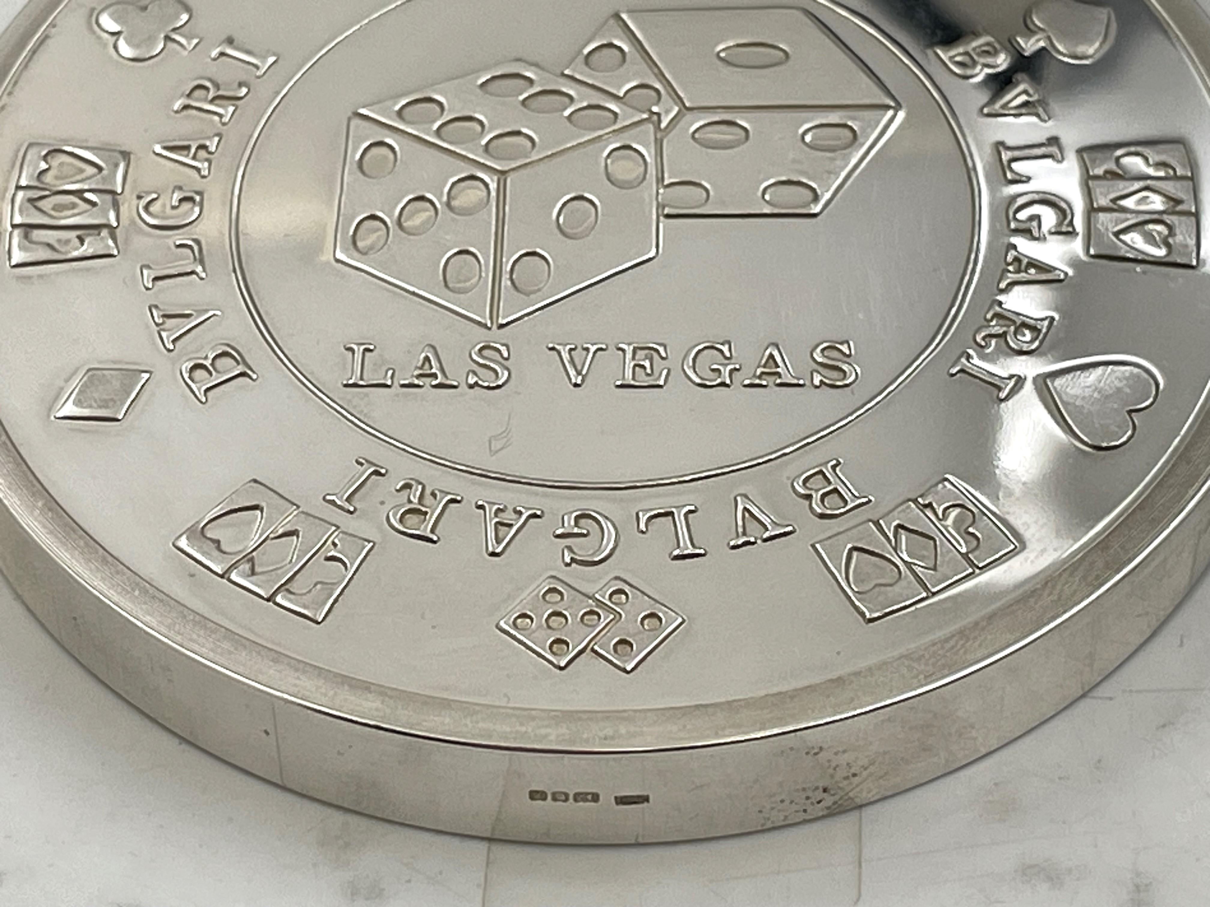 Bulgari Bvlgari Sterling Silver Las Vegas Casino Chip Coin New in Box Excellent état - En vente à New York, NY