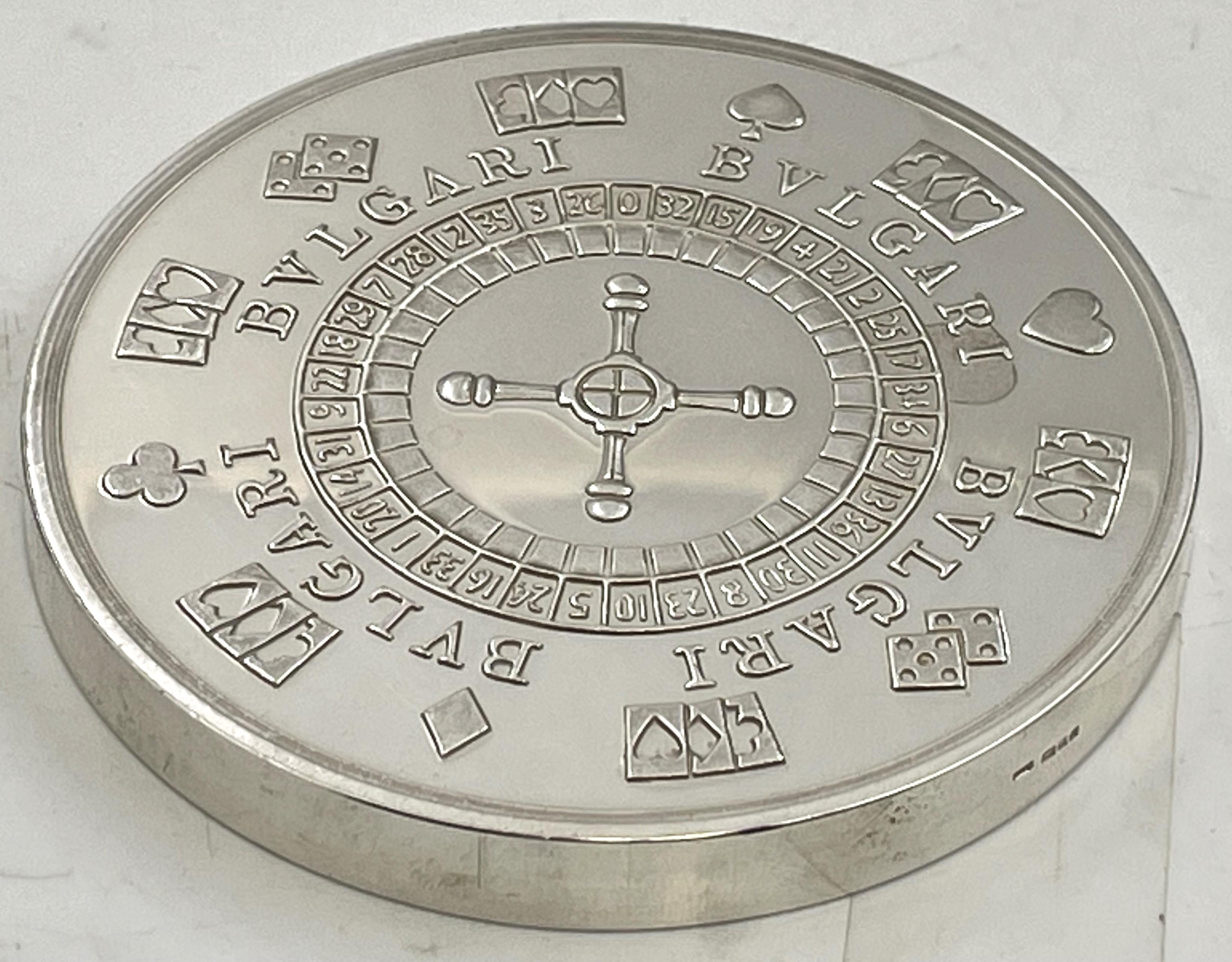 20ième siècle Bulgari Bvlgari Sterling Silver Las Vegas Casino Chip Coin New in Box en vente