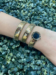 Bulgari "Bvlgari" Tricolor Gold and Steel Tubogas Serpenti Snake Bracelet Watch