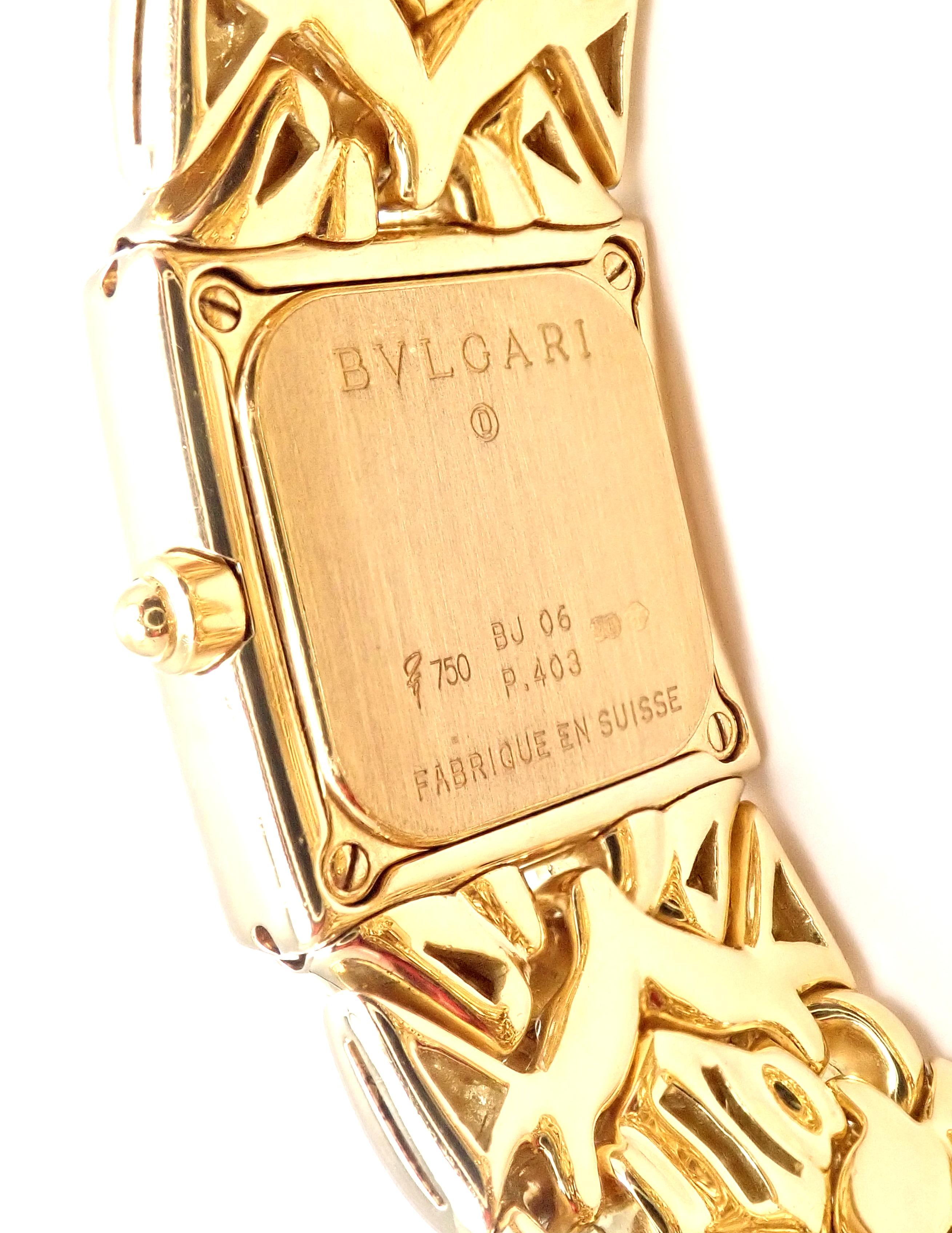 Bulgari Bvlgari Trika Diamond Yellow Gold Watch In Excellent Condition In Holland, PA