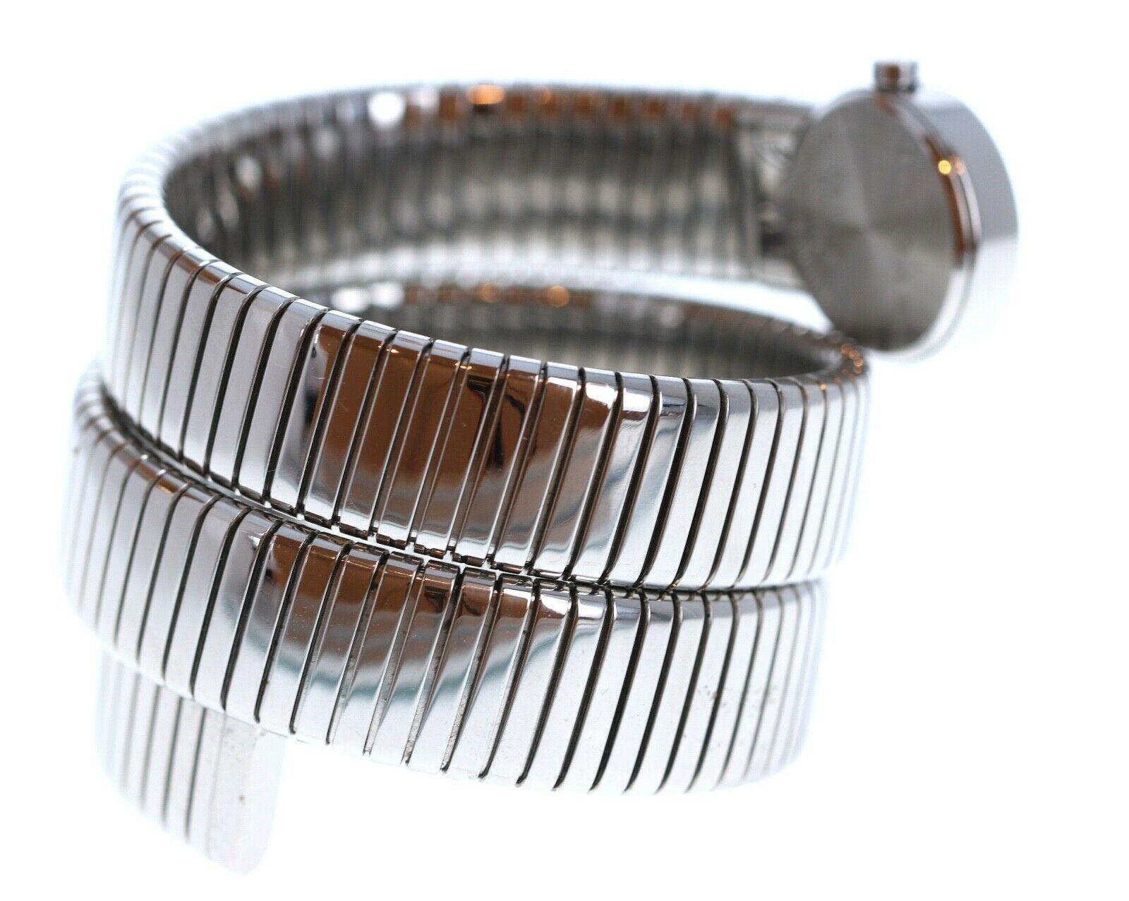 Bulgari Bvlgari Tubogas Snake Serpanti Stainless Steel Watch BB 19 1TS with Box In Good Condition In Beverly Hills, CA