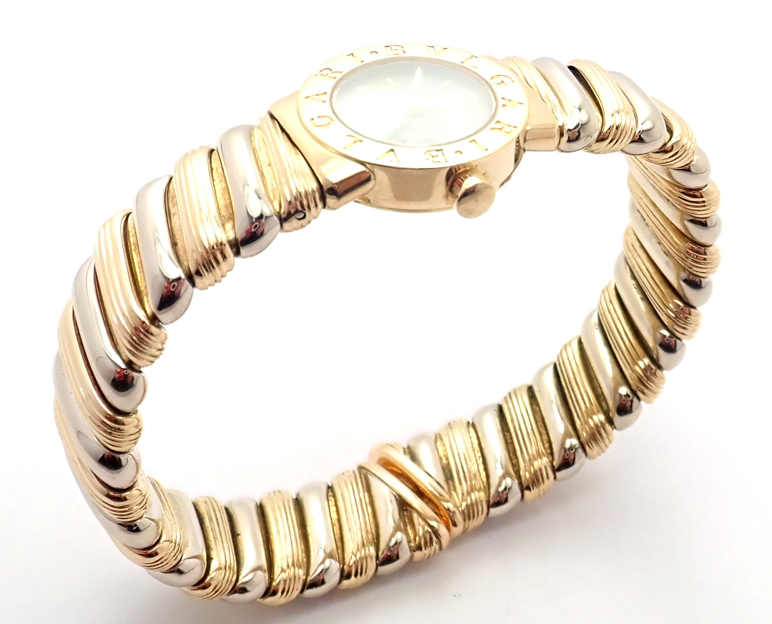 Bulgari Bvlgari Tubogas Yellow & White Gold Bangle Bracelet Watch 4