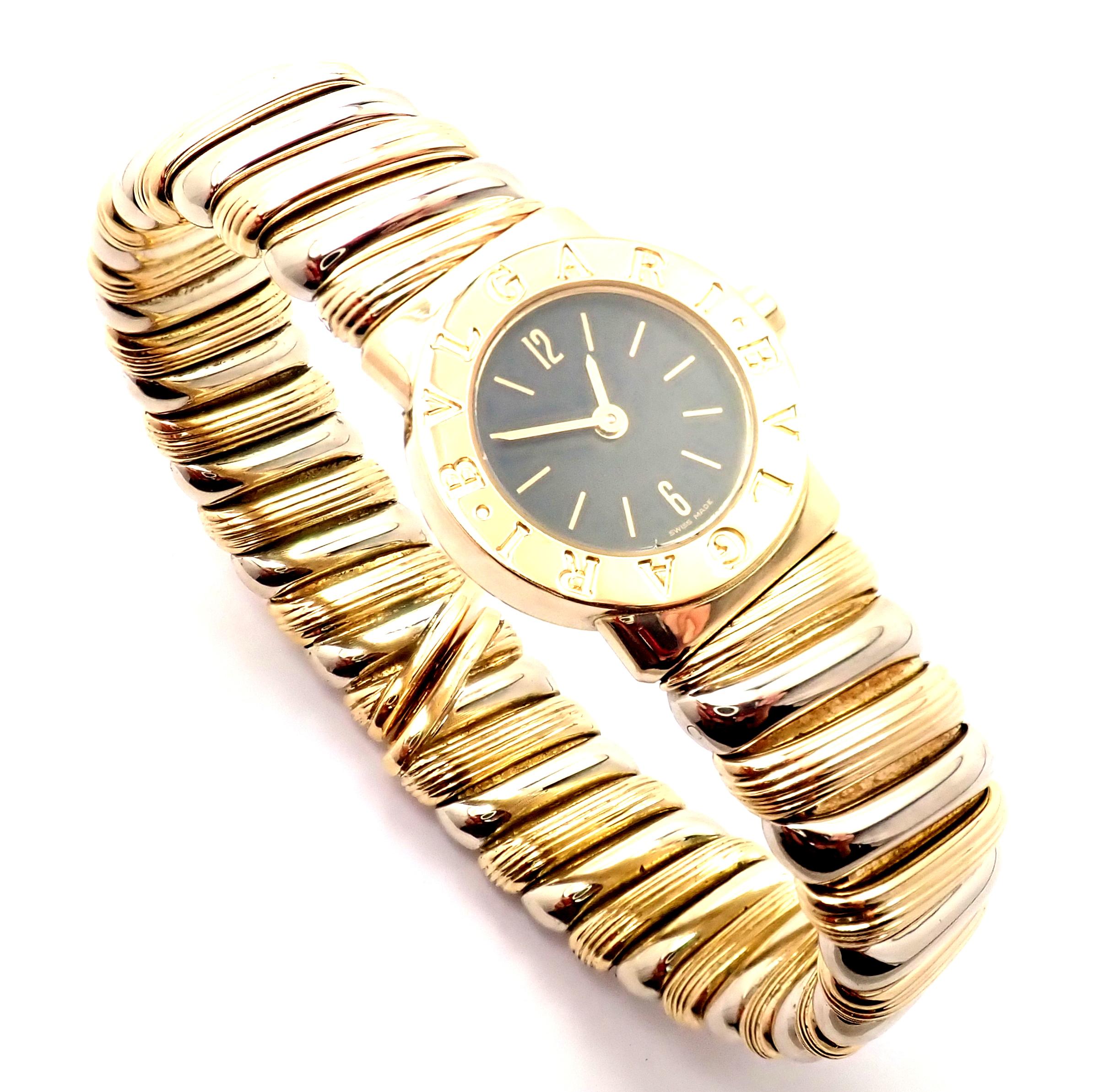 Bulgari Bvlgari Tubogas Yellow & White Gold Bangle Bracelet Watch 1