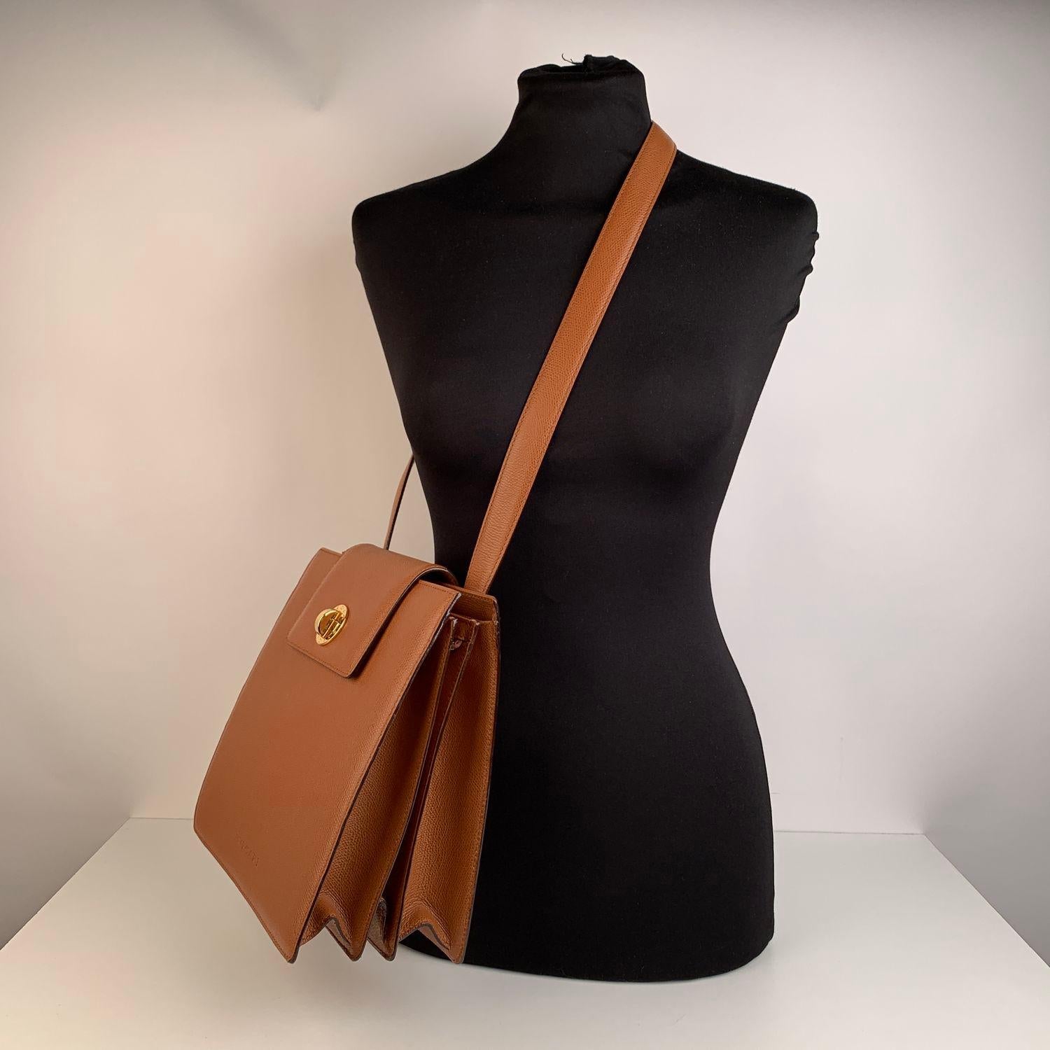Brown Bulgari Bvlgari Vintage Tan Leather Accordion Tote Shoulder Bag