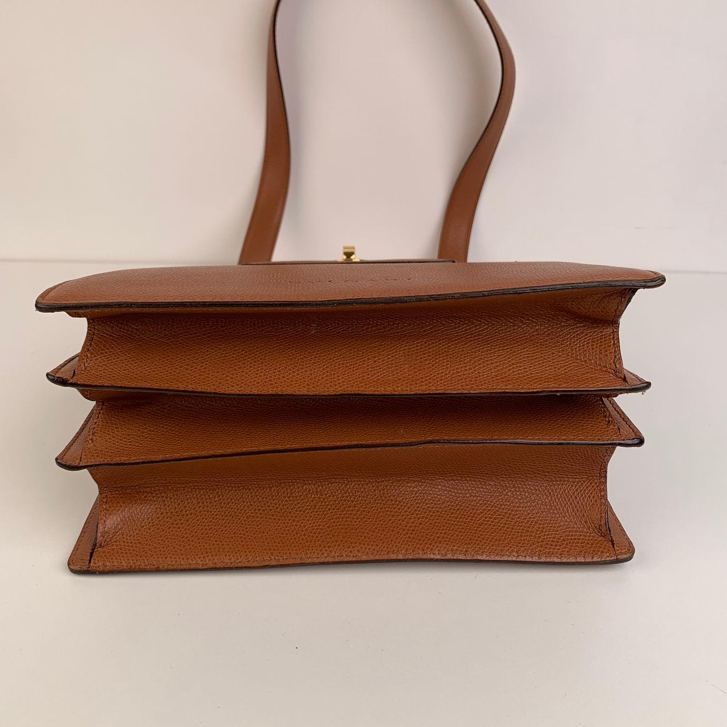 Bulgari Bvlgari Vintage Tan Leather Accordion Tote Shoulder Bag 1