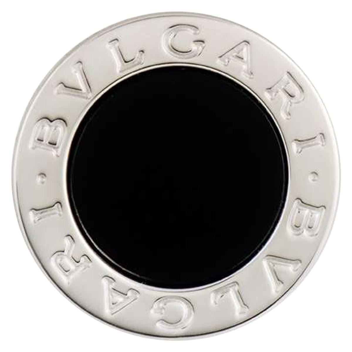 Bvlgari BVLGARI Bulgari Black Onyx Tie Pin Button in 18K Solid White Gold 