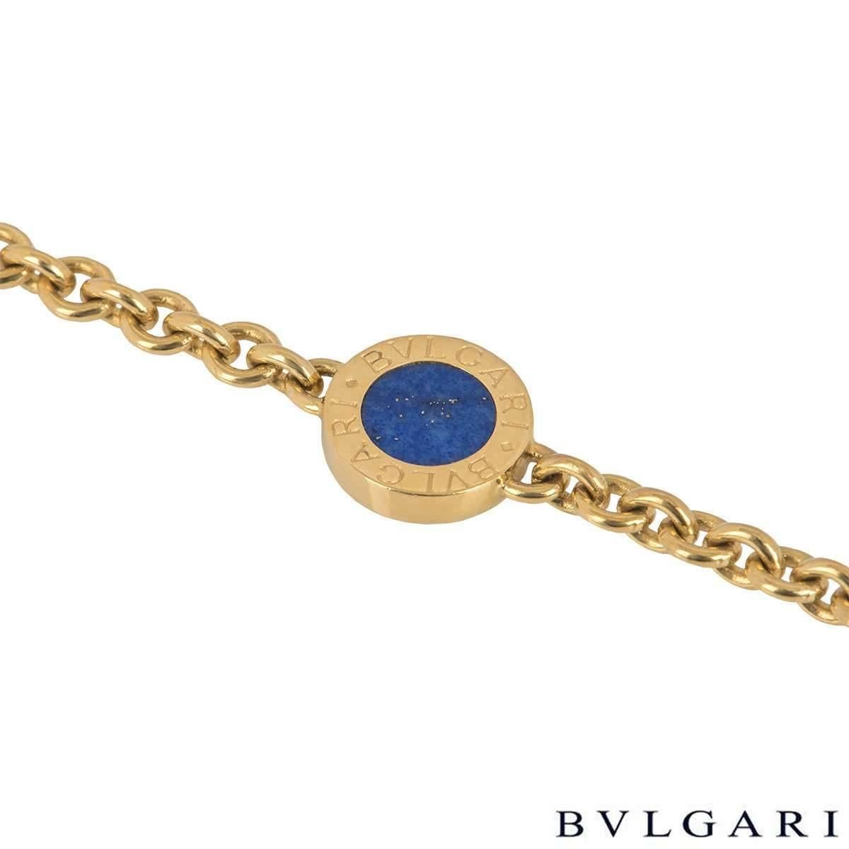 Bulgari Bvlgari Yellow Gold Lapis Lazuli Bracelet In Excellent Condition In London, GB