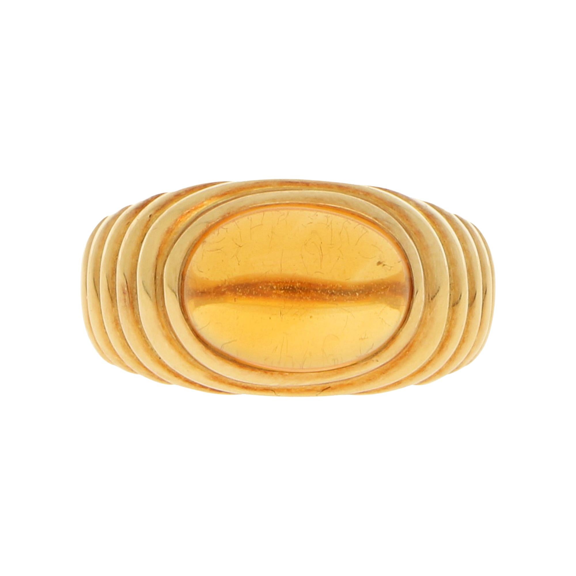 Bvlgari "Bypass" Orange Citrine Dress / Cocktail Ring in 18k Yellow Gold