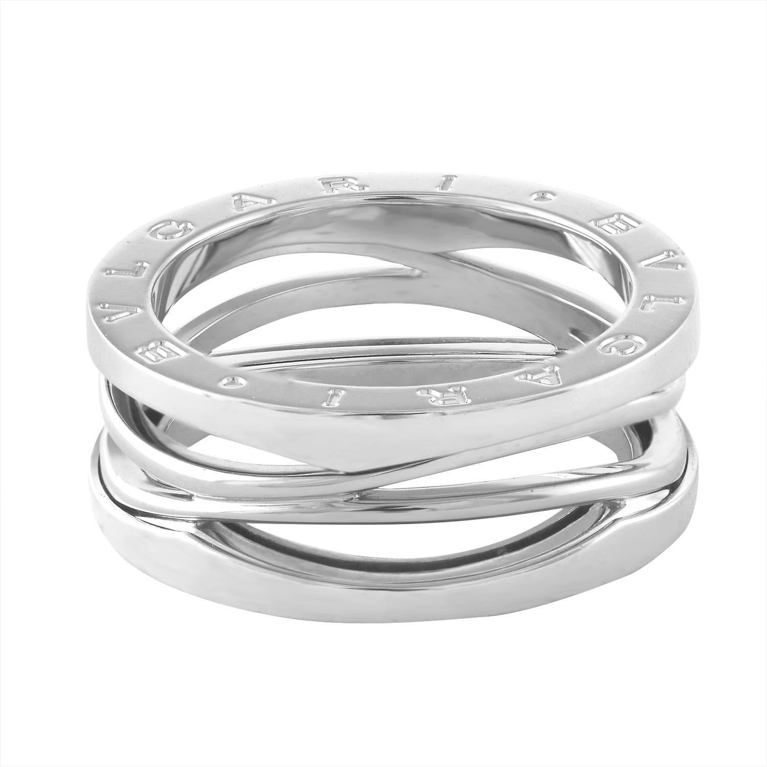 Bulgari B.Zero 1 Design Legend
This is a 3 Band Ring
The ring is 18K White Gold
The ring is a size 61 or 9.5
Comes with Original Box
The ring weighs 12.2 grams
