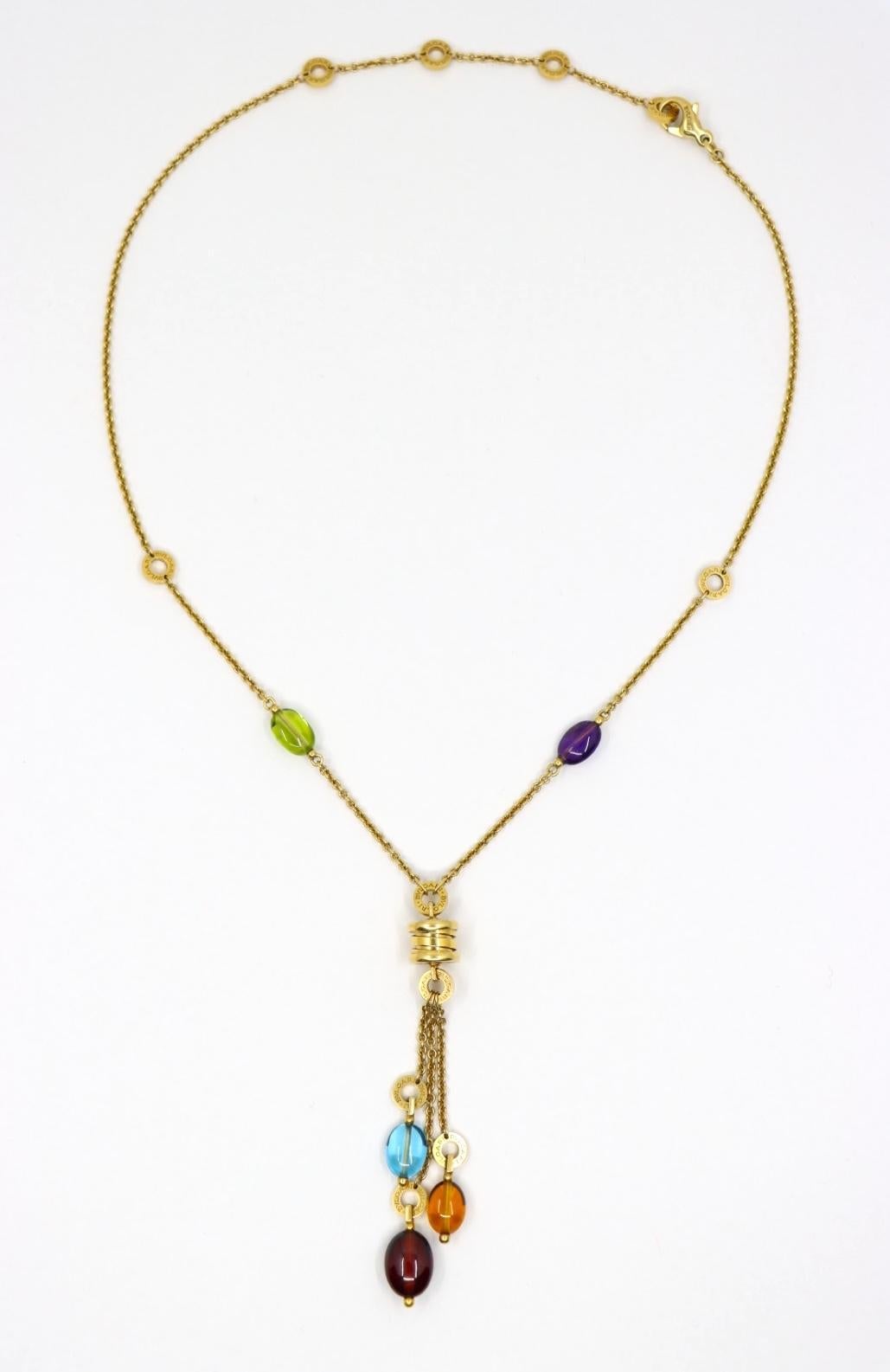Women's or Men's Bulgari B.Zero 18K Gold Multi Gemstone Necklace