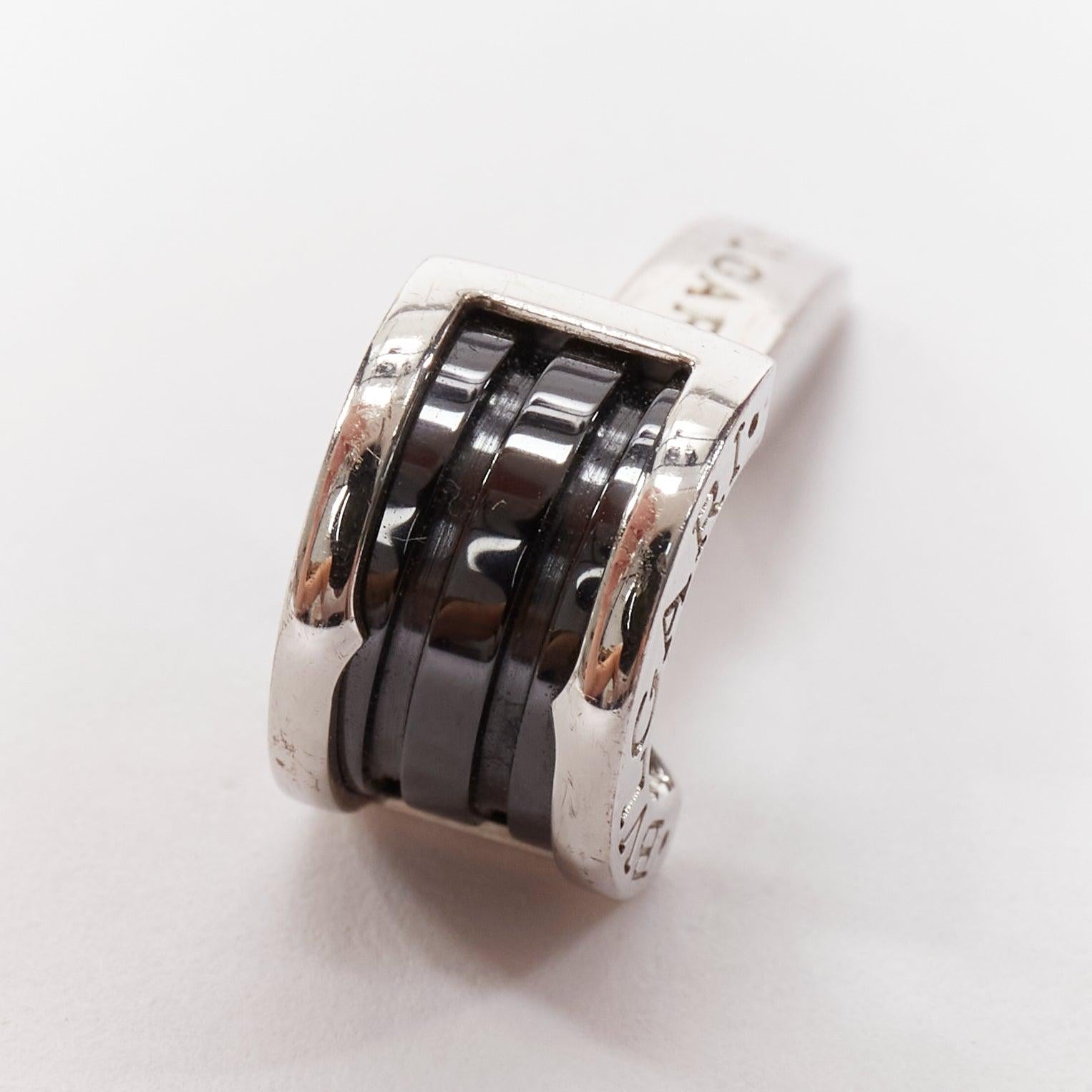 Gray BULGARI Bzero 925 sterling silver black onyx logo back cufflinks For Sale