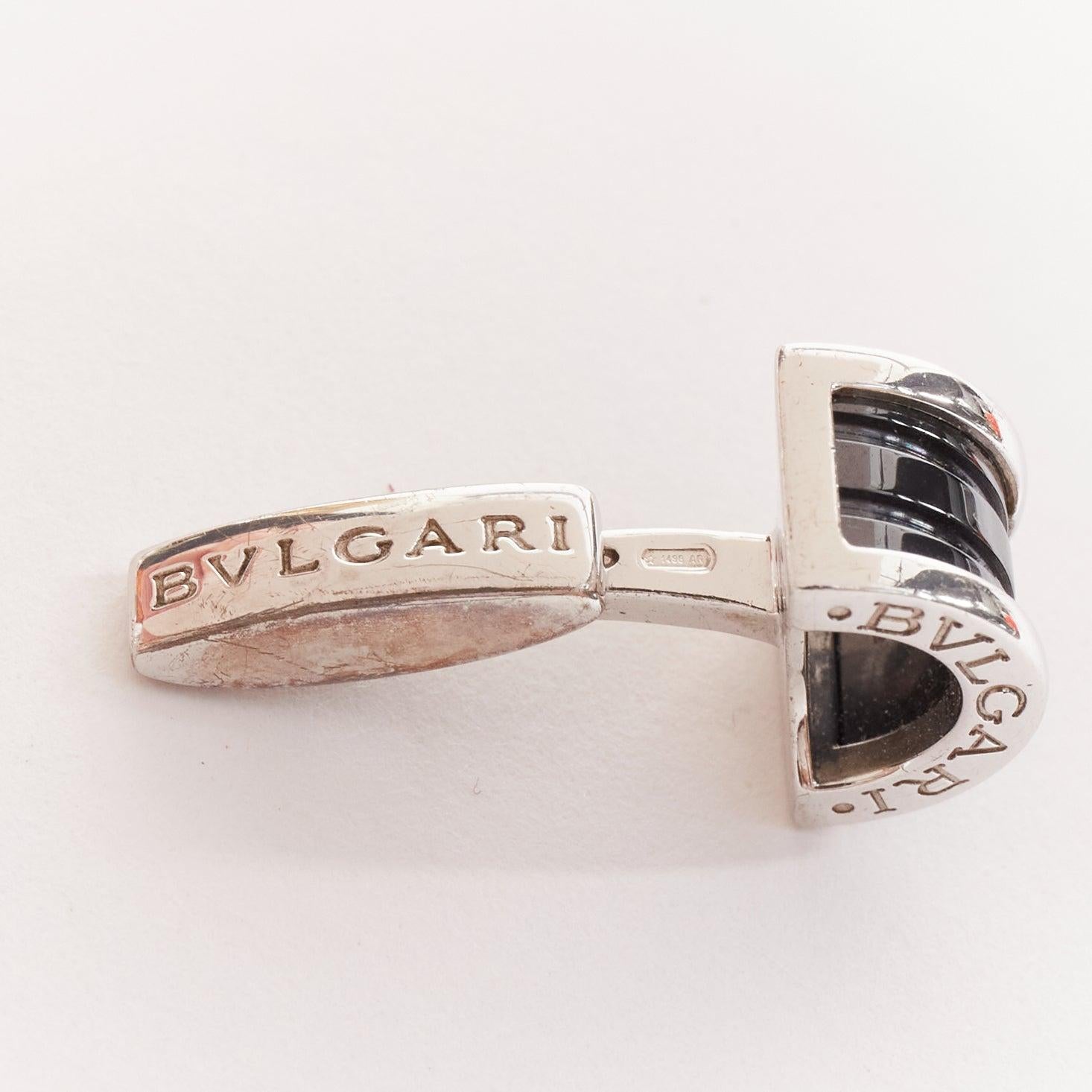 Women's or Men's BULGARI Bzero 925 sterling silver black onyx logo back cufflinks For Sale