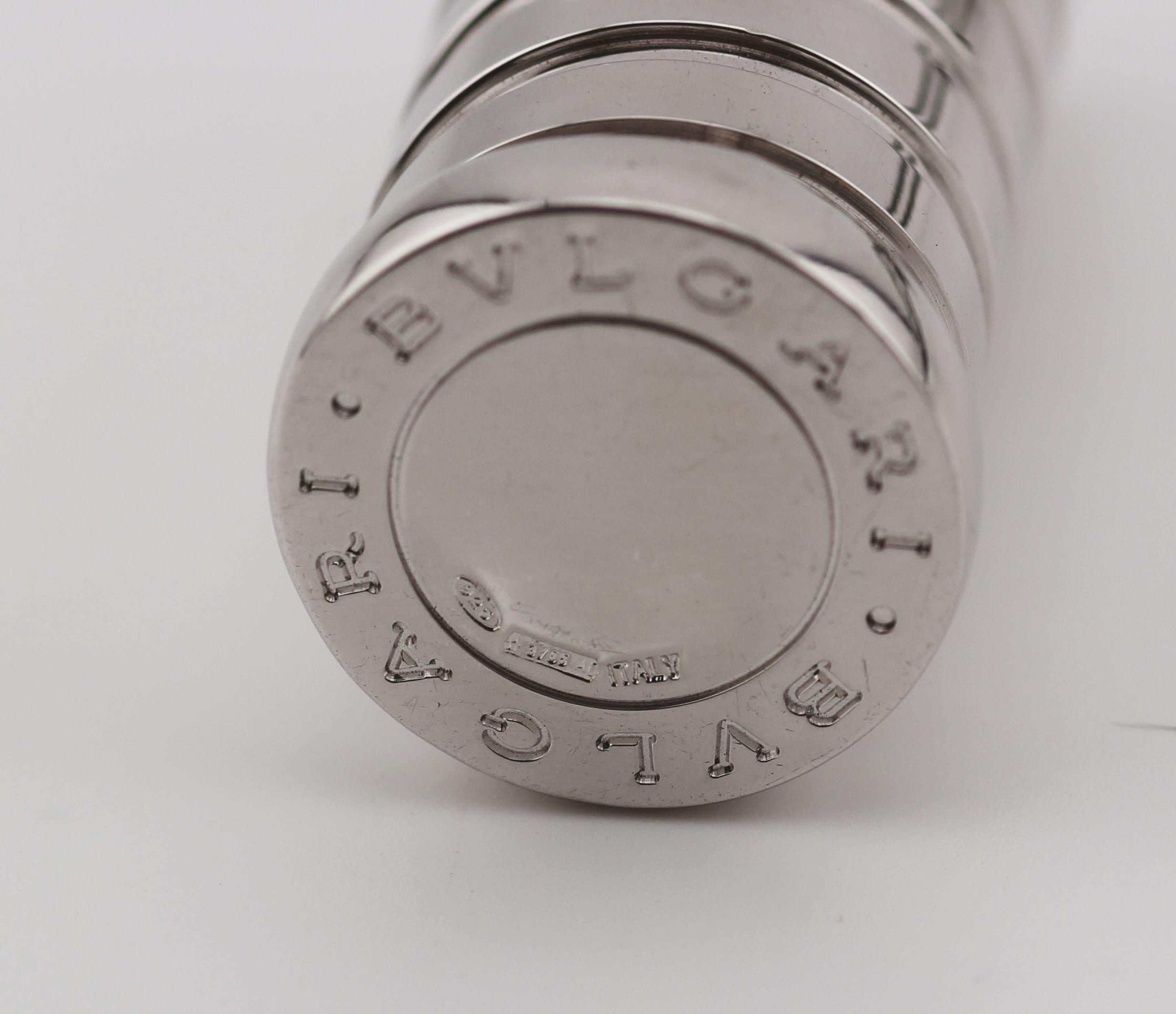 Bulgari B.Zero 925 Sterling Silver Leather Cord Pill Box Case In Good Condition In Simpsonville, SC