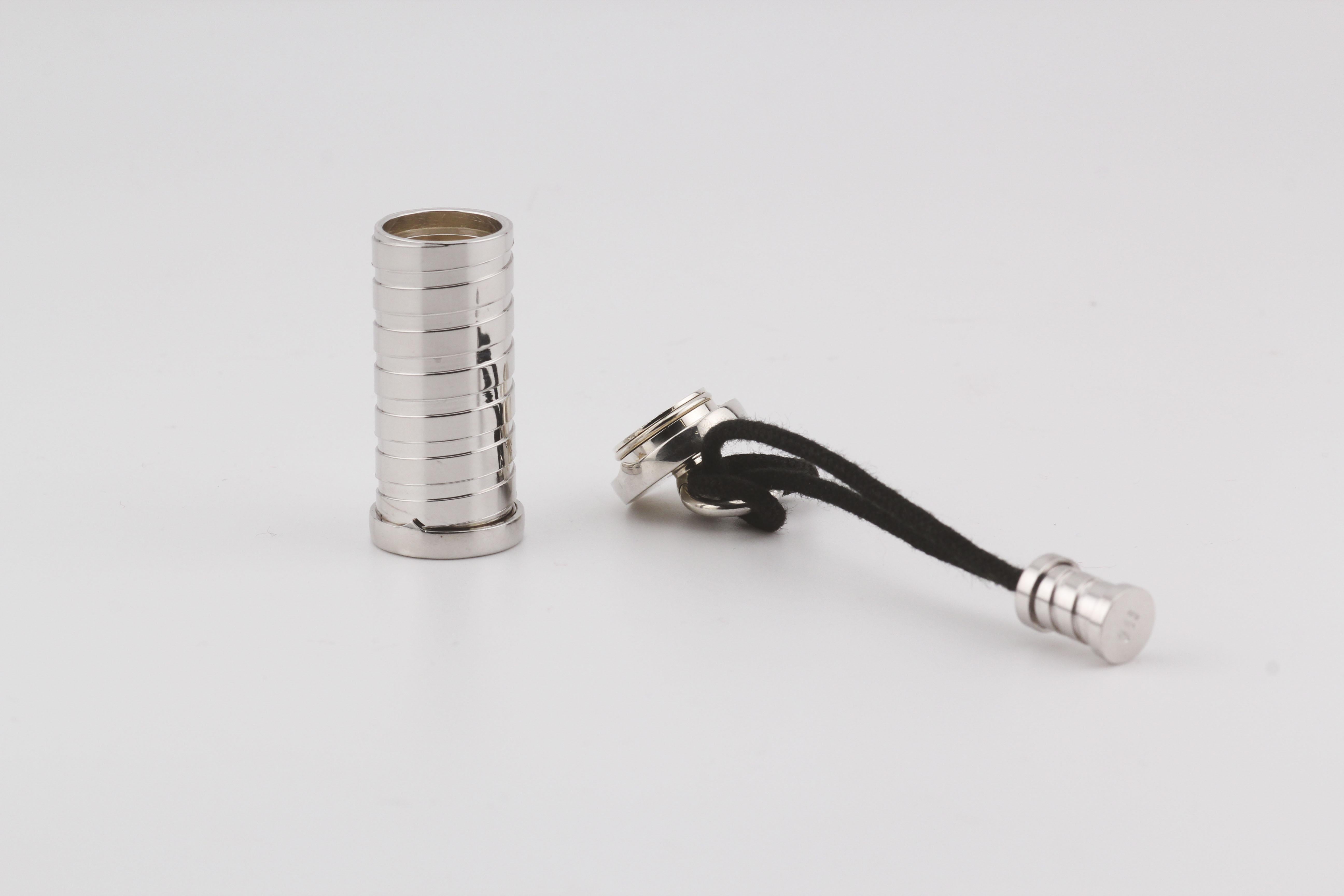 Women's or Men's Bulgari B.Zero 925 Sterling Silver Leather Cord Pill Box Case