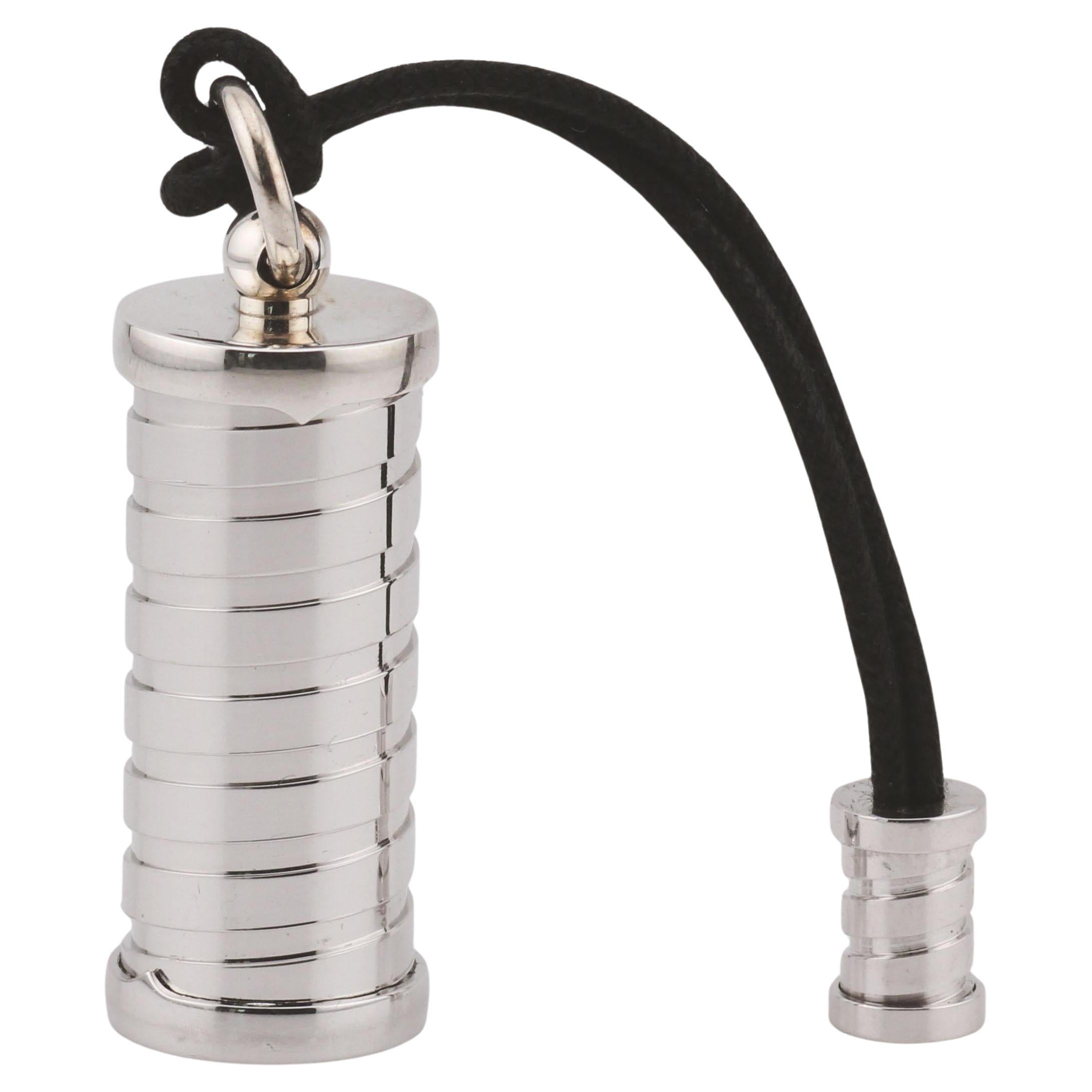 Bulgari B.Zero 925 Sterling Silver Leather Cord Pill Box Case For Sale