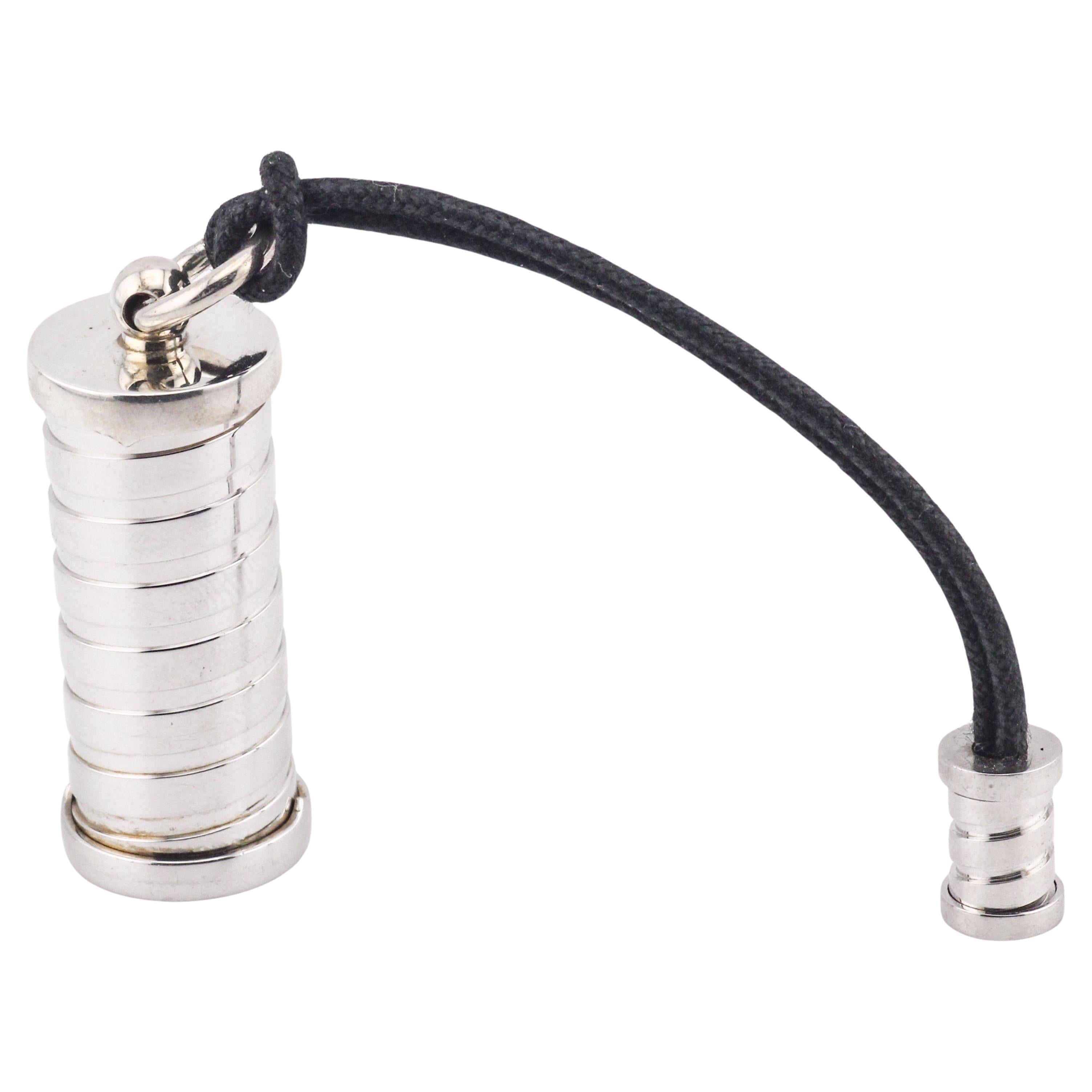 Bulgari B.Zero 925 Sterling Silver Leather Cord Pill Box Case For Sale