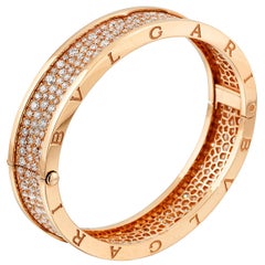 Bulgari Bracelet jonc Bzero en or rose avec pavé de diamants