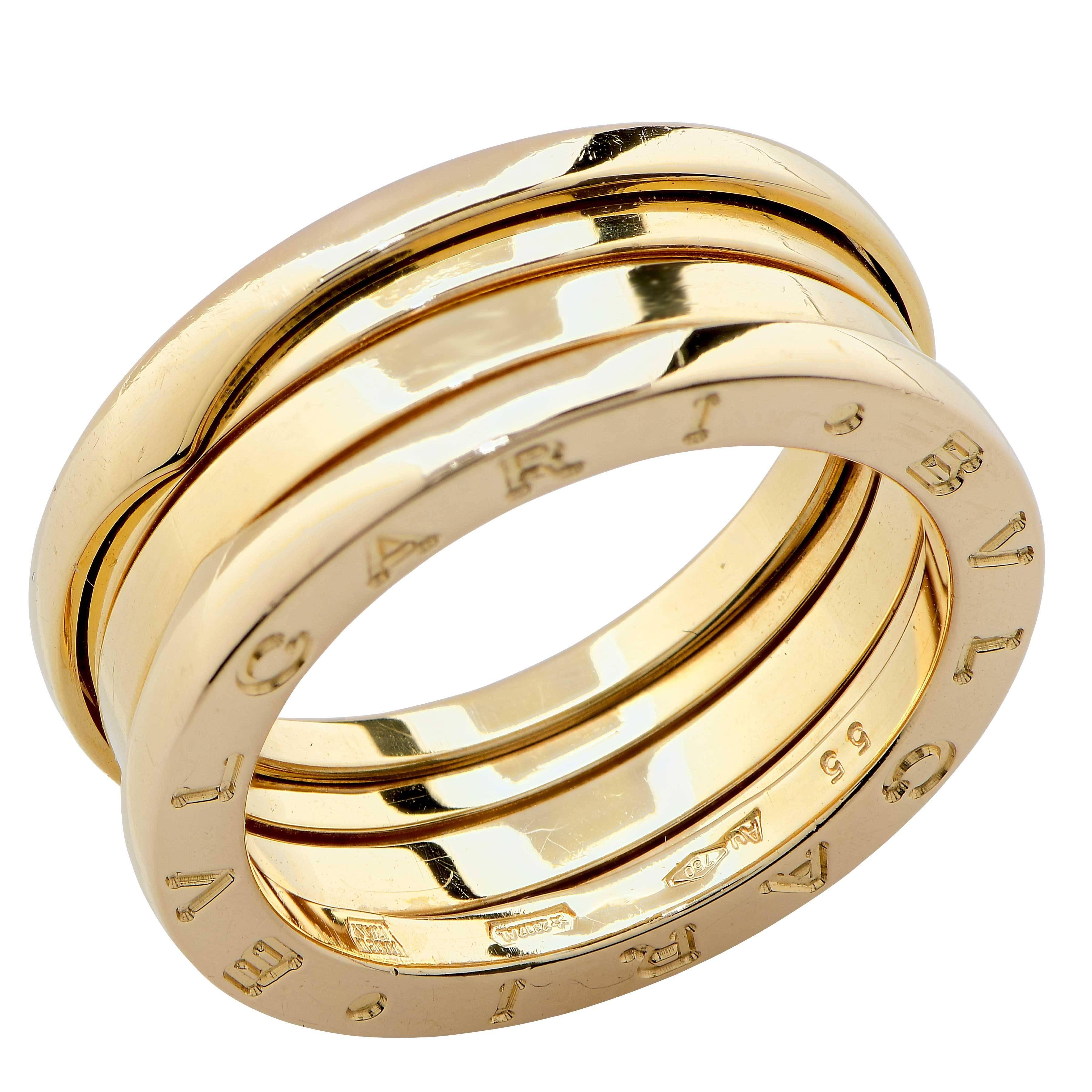 Bulgari Bzero Two Section Ring in 18 Karat Yellow Gold In Excellent Condition In Bay Harbor Islands, FL