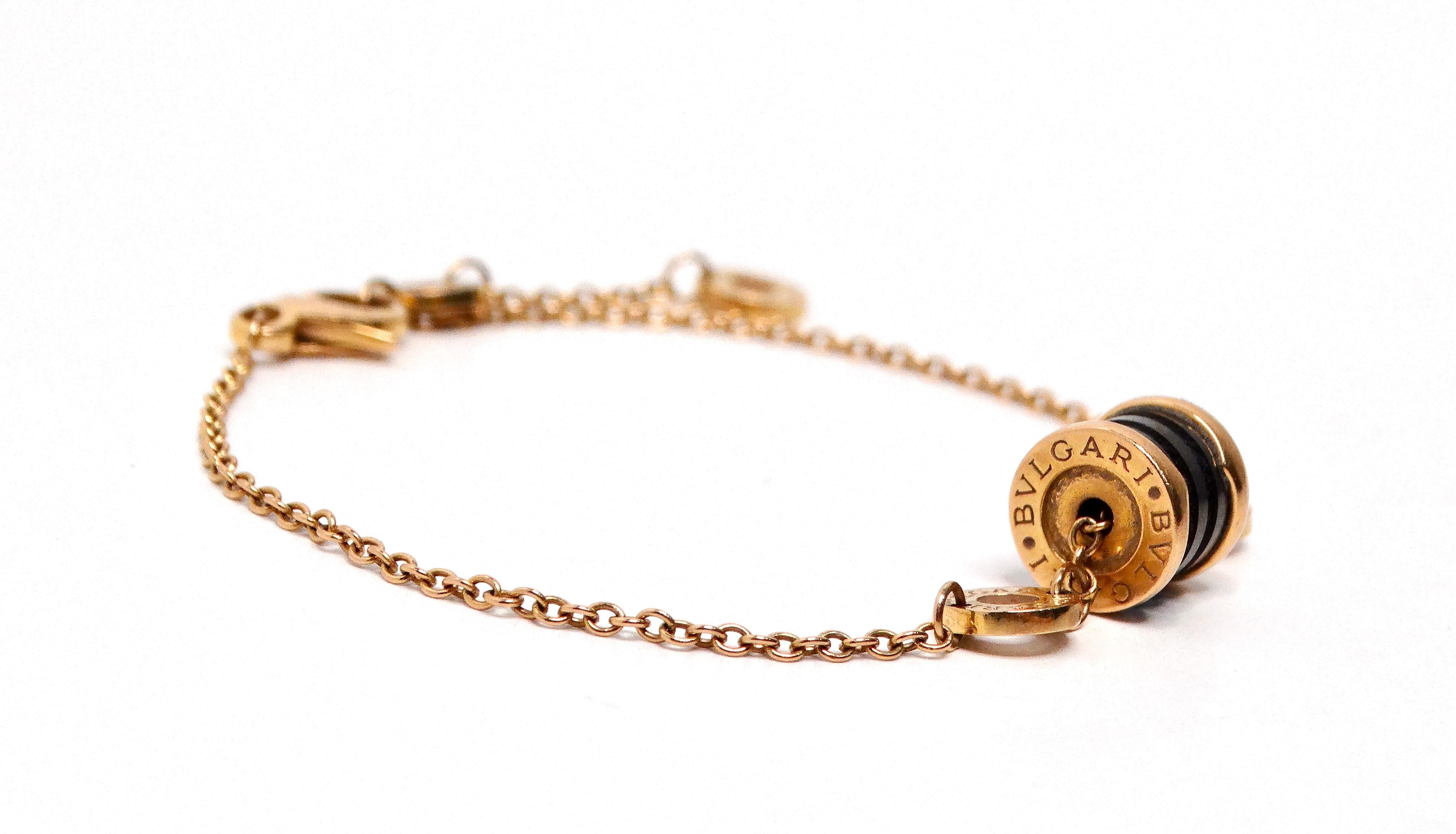 Bulgari B.Zero1 18k Gold & Black Ceramic Bracelet In Fair Condition For Sale In Scottsdale, AZ