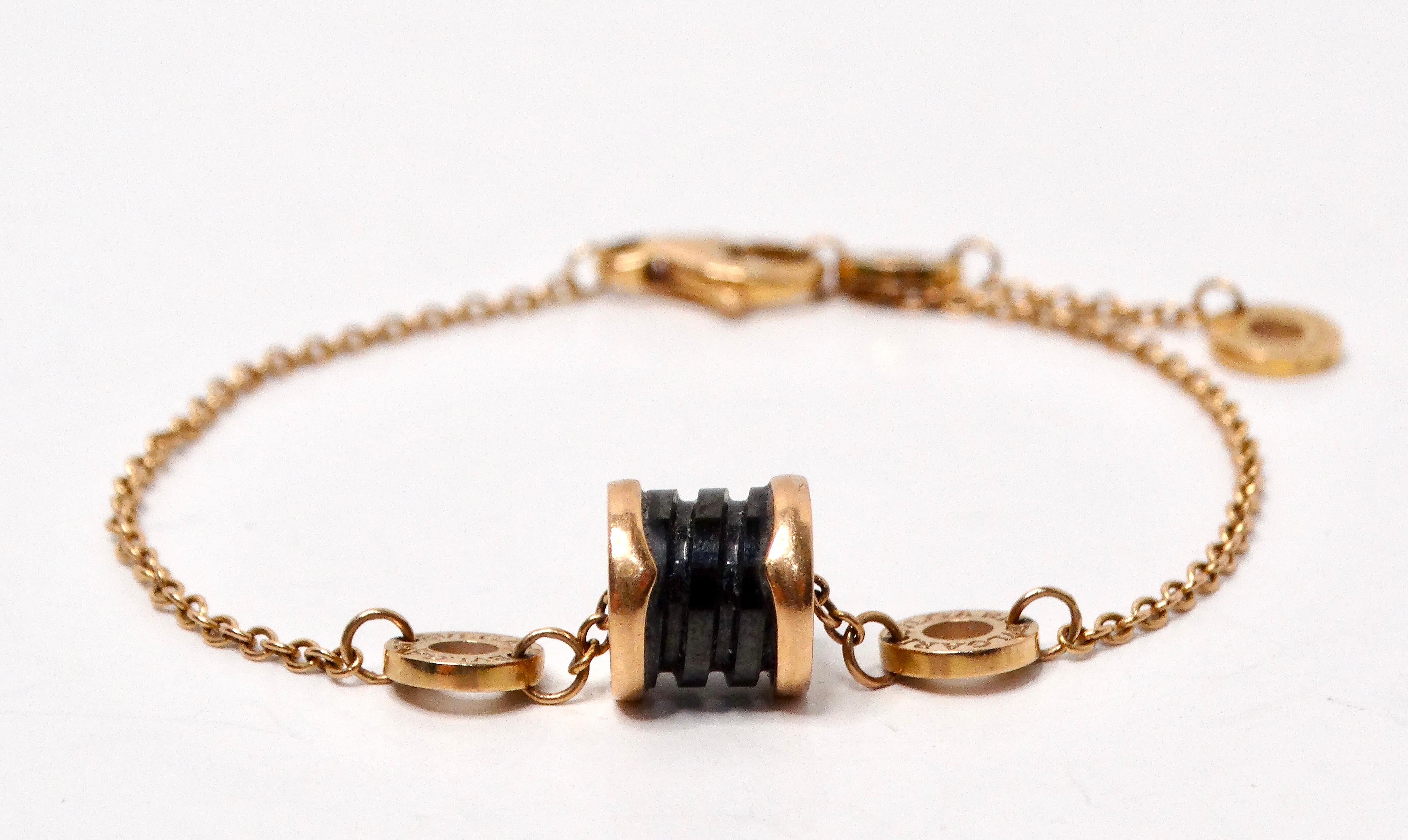 Women's Bulgari B.Zero1 18k Gold & Black Ceramic Bracelet For Sale