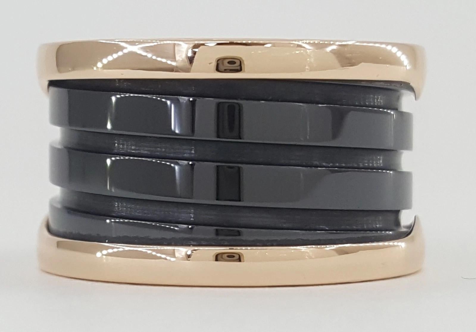 Bulgari B.Zero1 18K Rose Gold & Schwarz Keramik Vier-Band-Ring Größe 5 für Damen oder Herren im Angebot