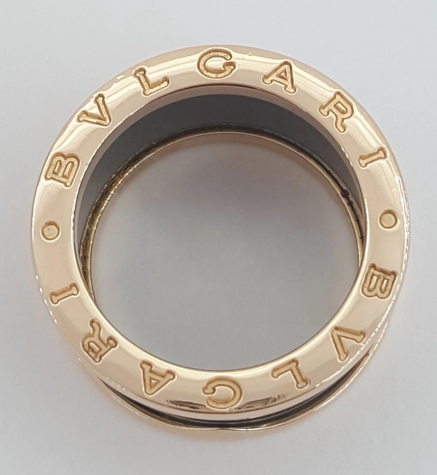 Bulgari B.Zero1 18K Rose Gold & Schwarz Keramik Vier-Band-Ring Größe 5 im Angebot 1