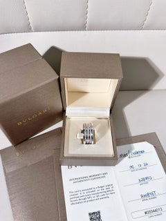 Bulgari B.zero1 18K White Gold 3-Band Fully Pave-Set Diamond Ring Size 51