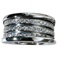 Bulgari B.zero1 Ring aus 18 Karat Weißgold mit drei Bändern und durchgehender Diamantbesetzung, Größe 51