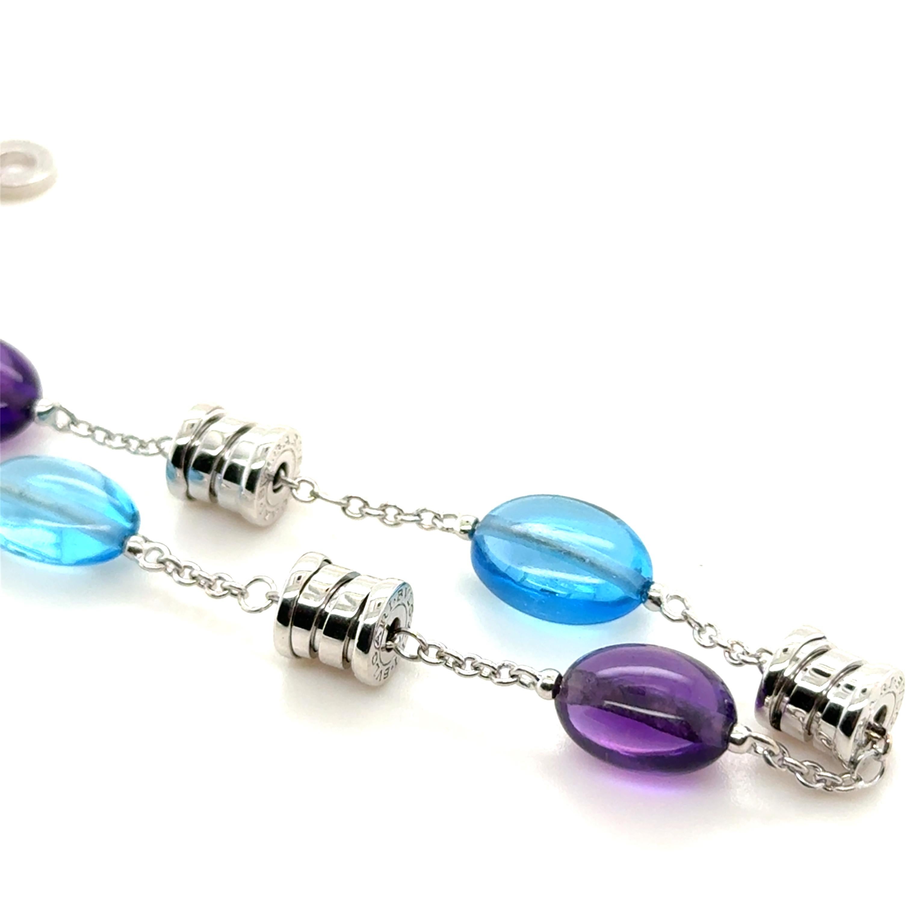 Contemporaneo Bulgari, Bracciale B.zero1 in oro bianco 18 carati, topazio blu e ametista in vendita