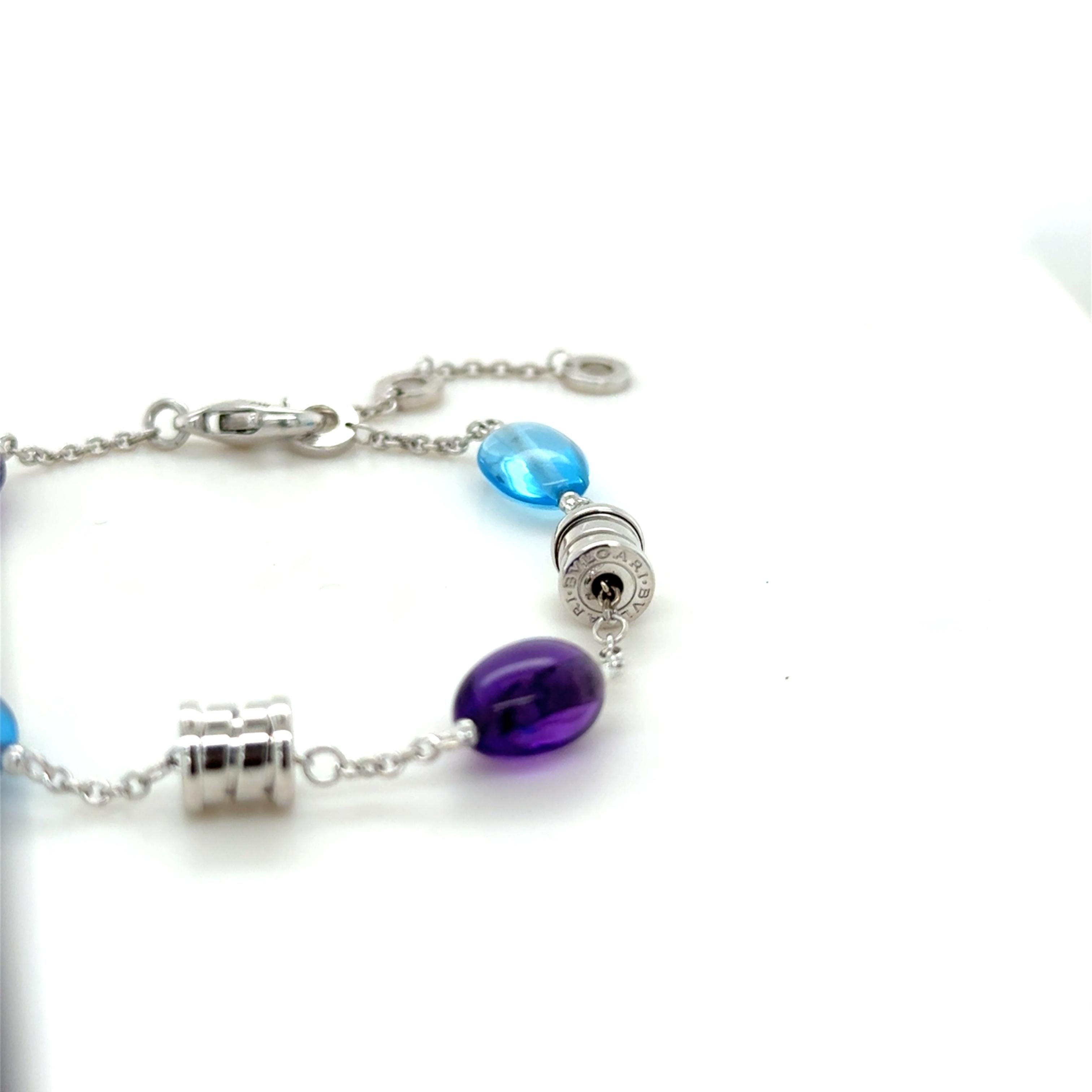 Bulgari, Bracciale B.zero1 in oro bianco 18 carati, topazio blu e ametista In condizioni ottime in vendita a Chicago, IL