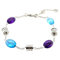 Bulgari, B.zero1 18K Weißgold, Blautopas und Amethyst Armband