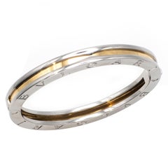 Bulgari B.zero1 18K Yellow Gold and Stainless Steel Oval Hinged Bangle Bracelet