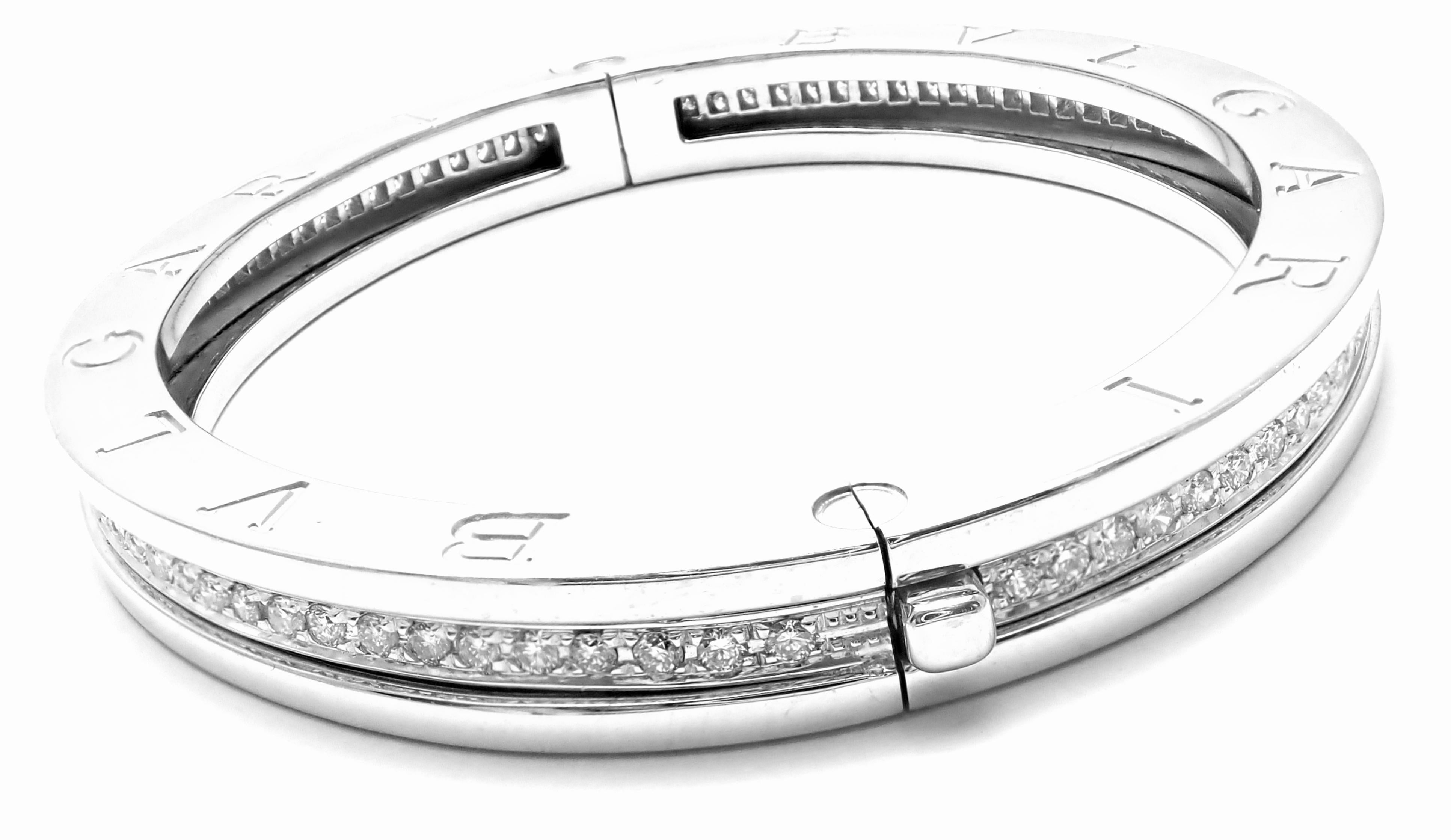 Women's or Men's Bulgari B.Zero1 B-Zero Pave Diamond Gold Bangle Bracelet