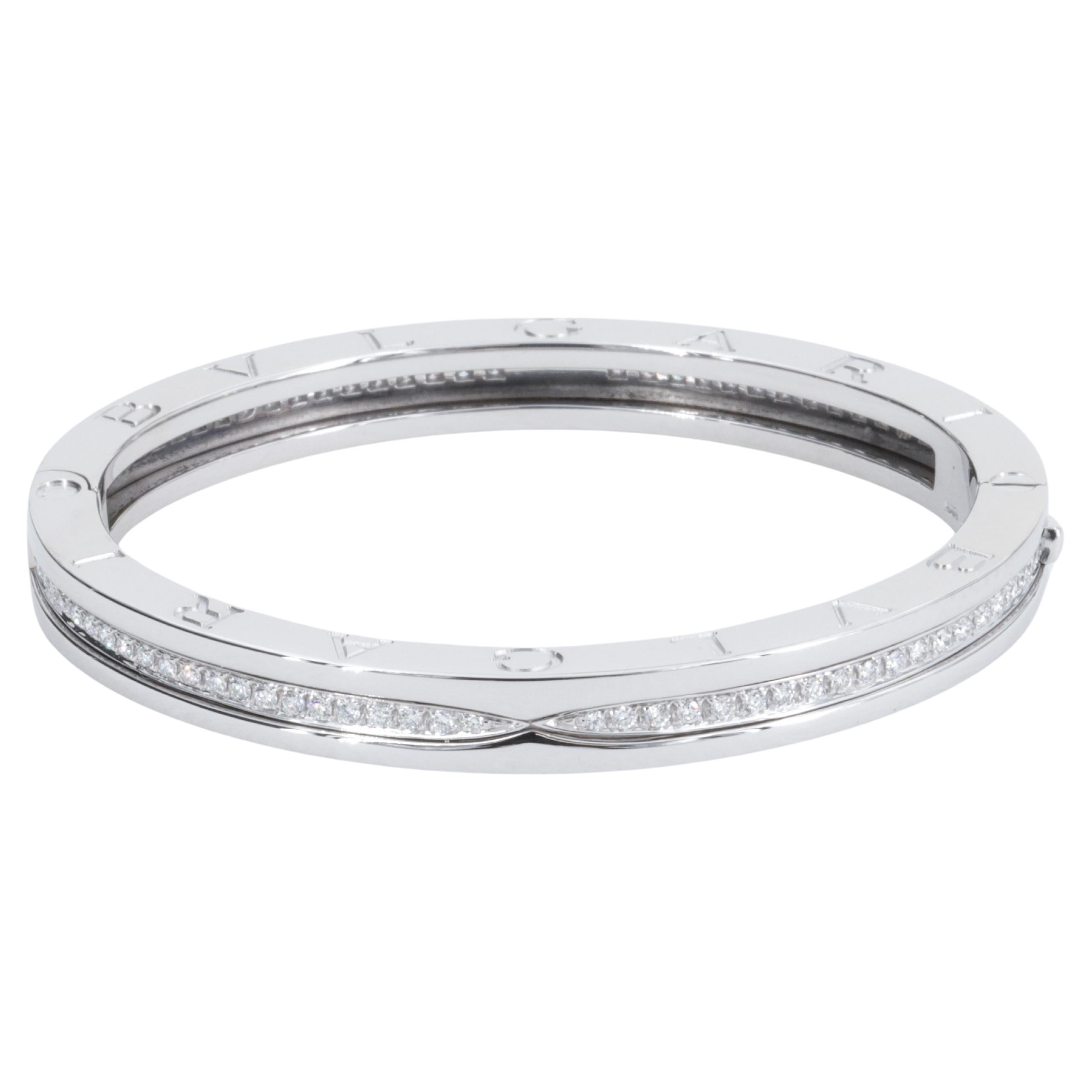 Bulgari Bzero.1 Bangle Bracelet 18k White Gold and Diamonds 1.55ctw