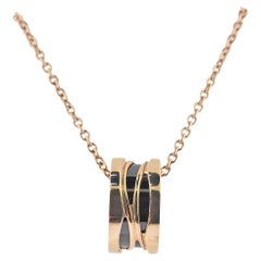 Bulgari B.Zero1 Black Ceramic Rose Gold Pendant Necklace