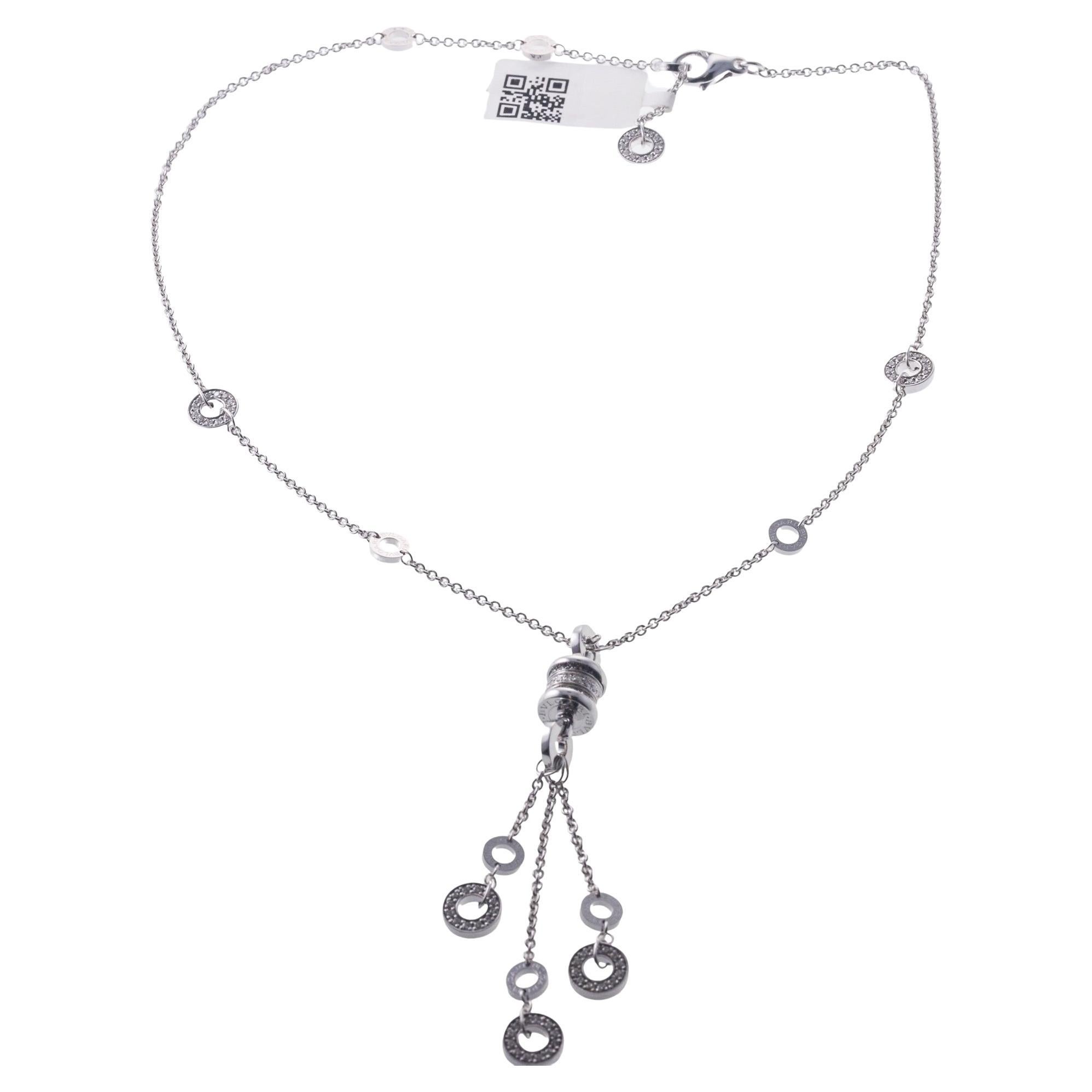 Bulgari B.Zero1 Diamond Gold Drop Pendant Necklace For Sale
