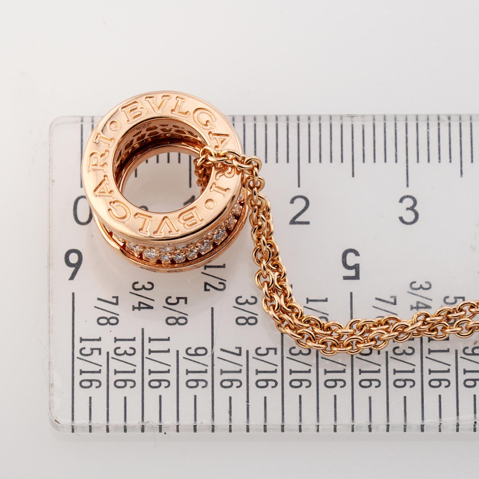 BULGARI B.Zero1 Diamond Rose Gold Pendant Necklace en vente 5