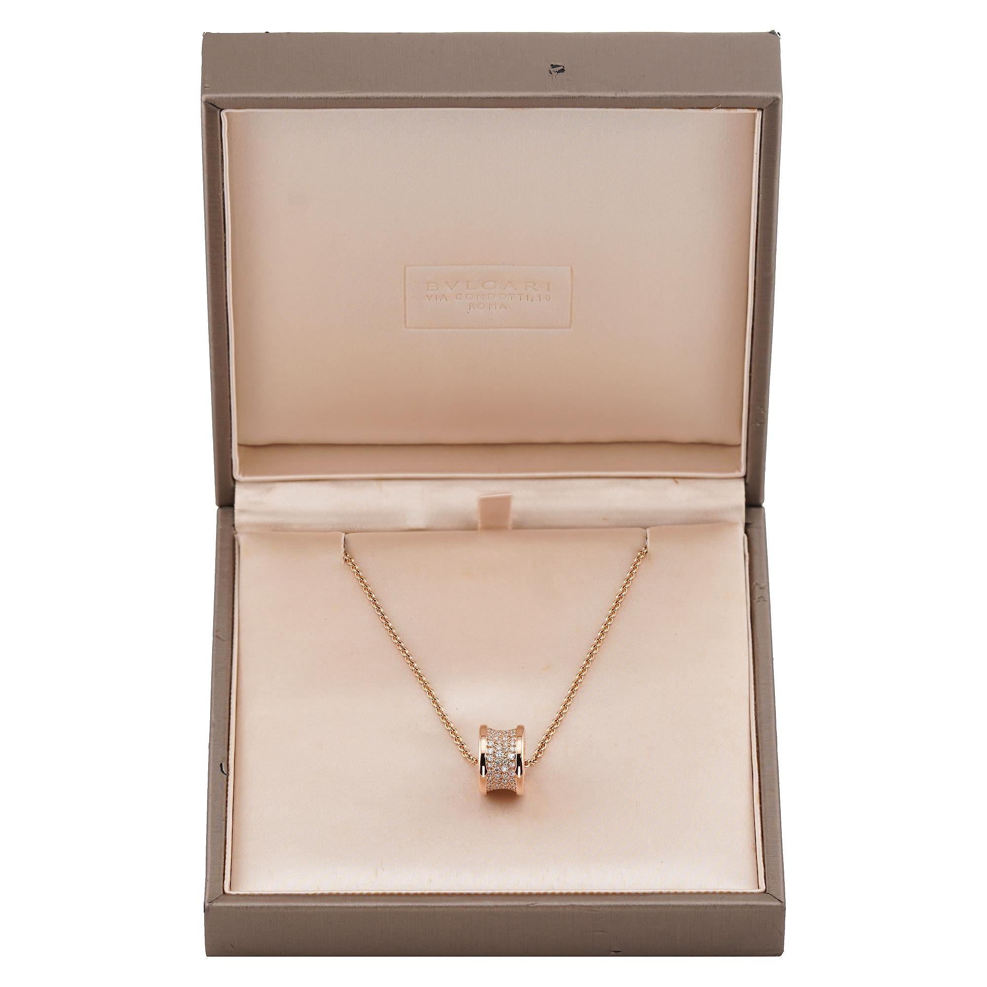 Taille brillant BULGARI B.Zero1 Diamond Rose Gold Pendant Necklace en vente