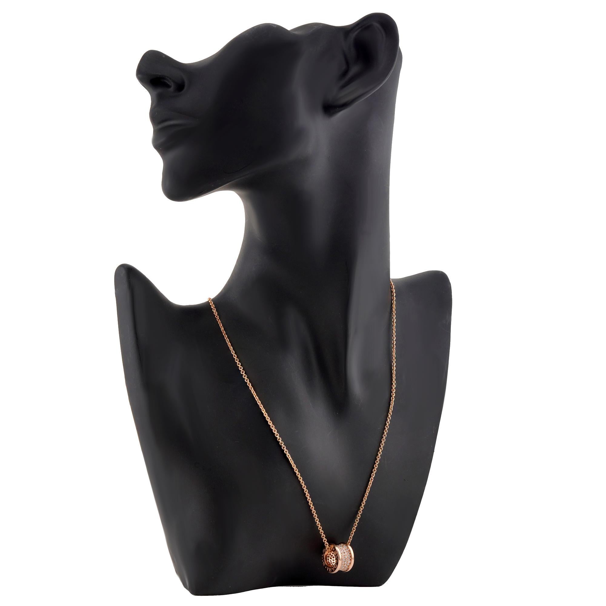 BULGARI B.Zero1 Diamond Rose Gold Pendant Necklace Pour femmes en vente