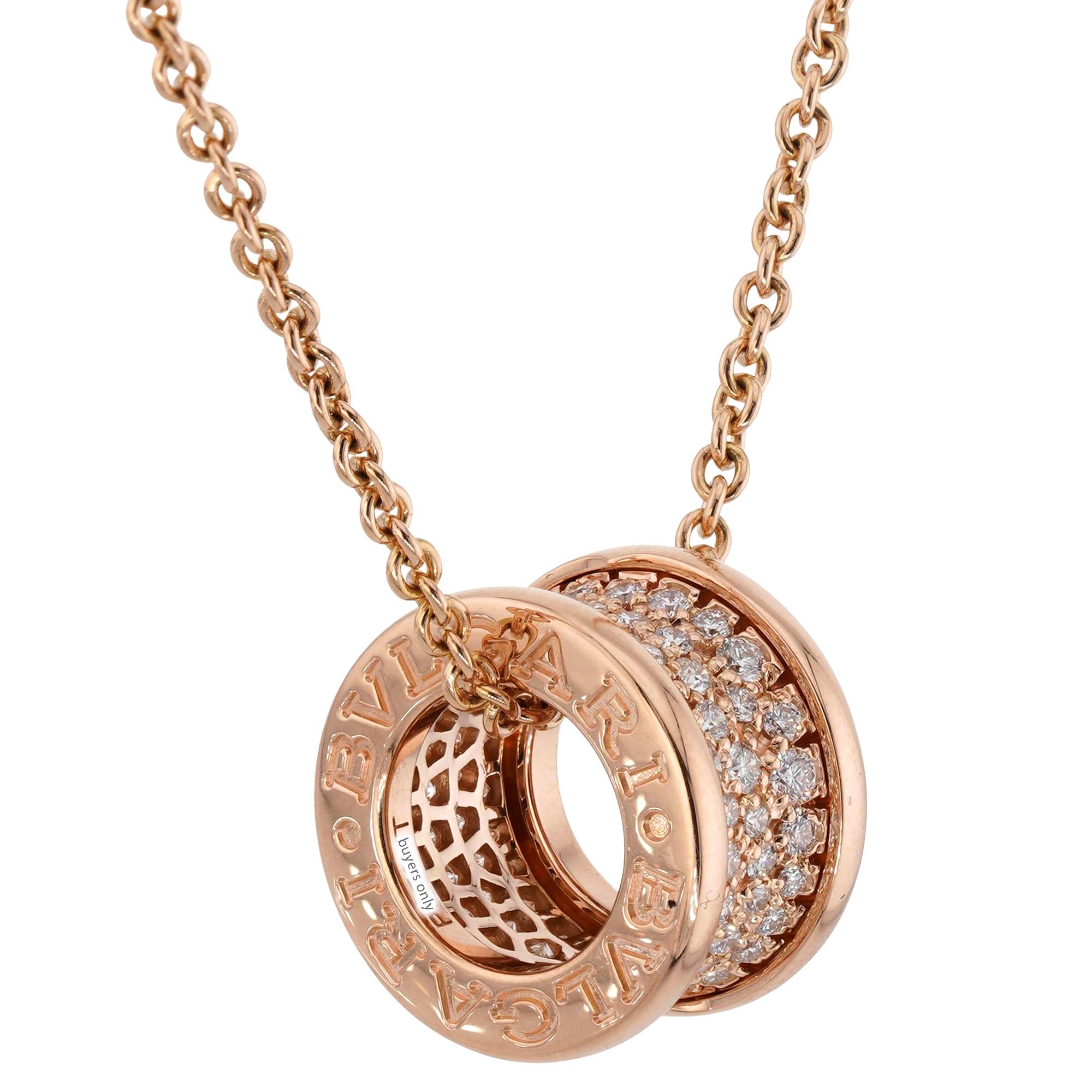 BULGARI B.Zero1 Diamond Rose Gold Pendant Necklace en vente 2