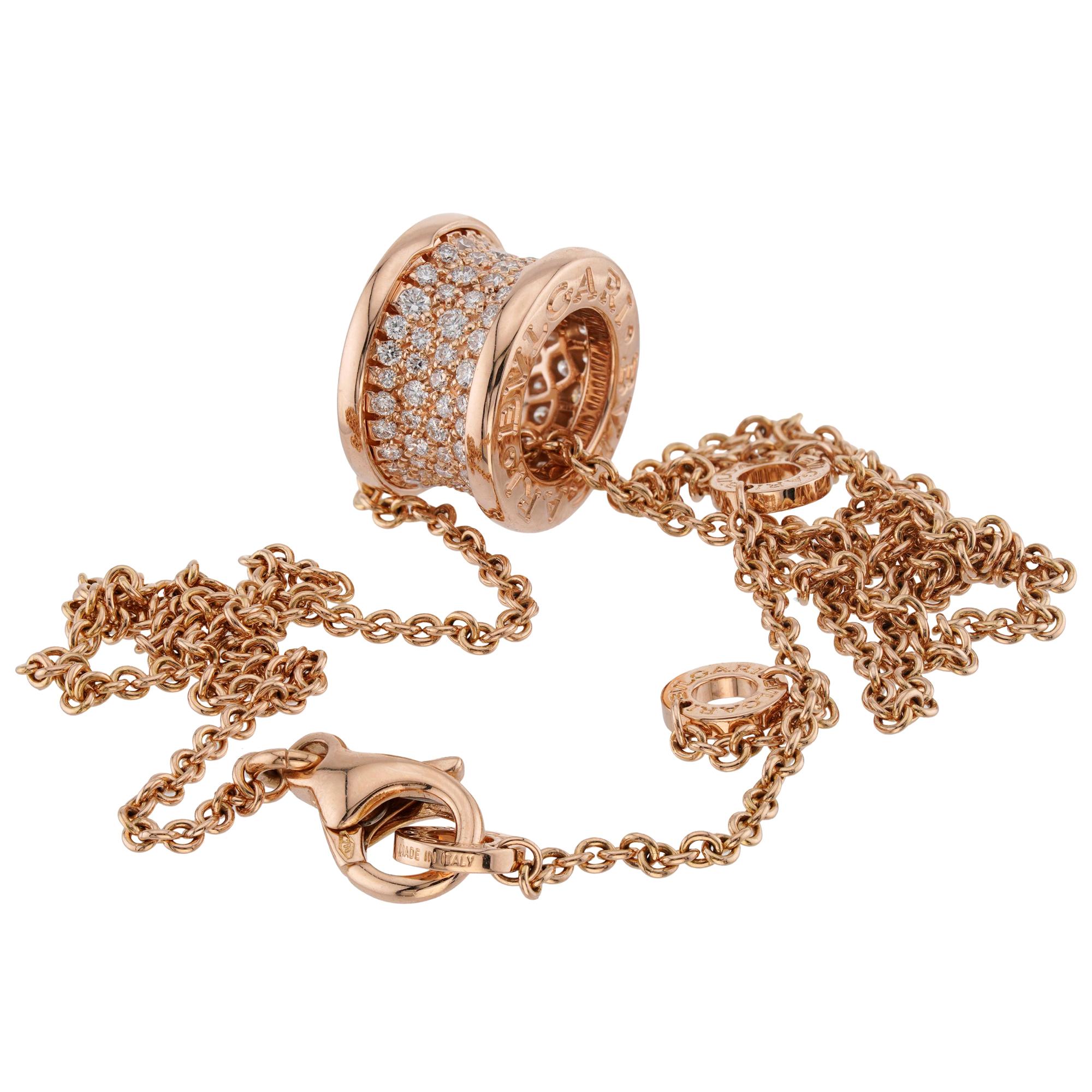 BULGARI B.Zero1 Diamond Rose Gold Pendant Necklace en vente 3