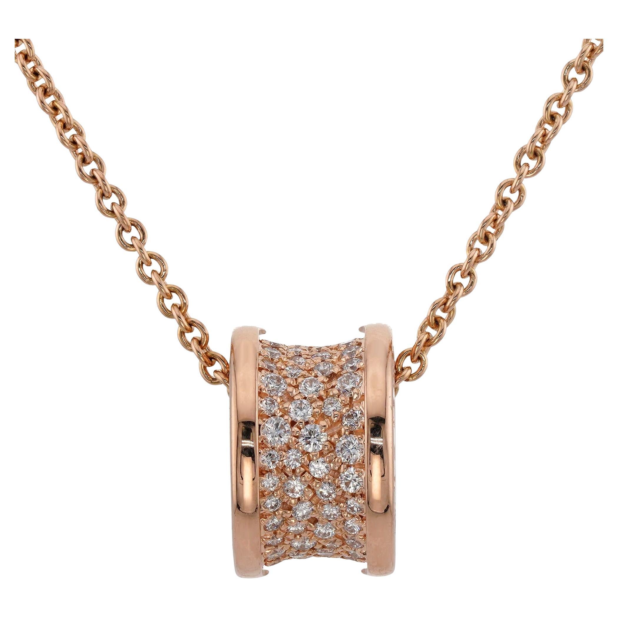BULGARI B.Zero1 Diamond Rose Gold Pendant Necklace